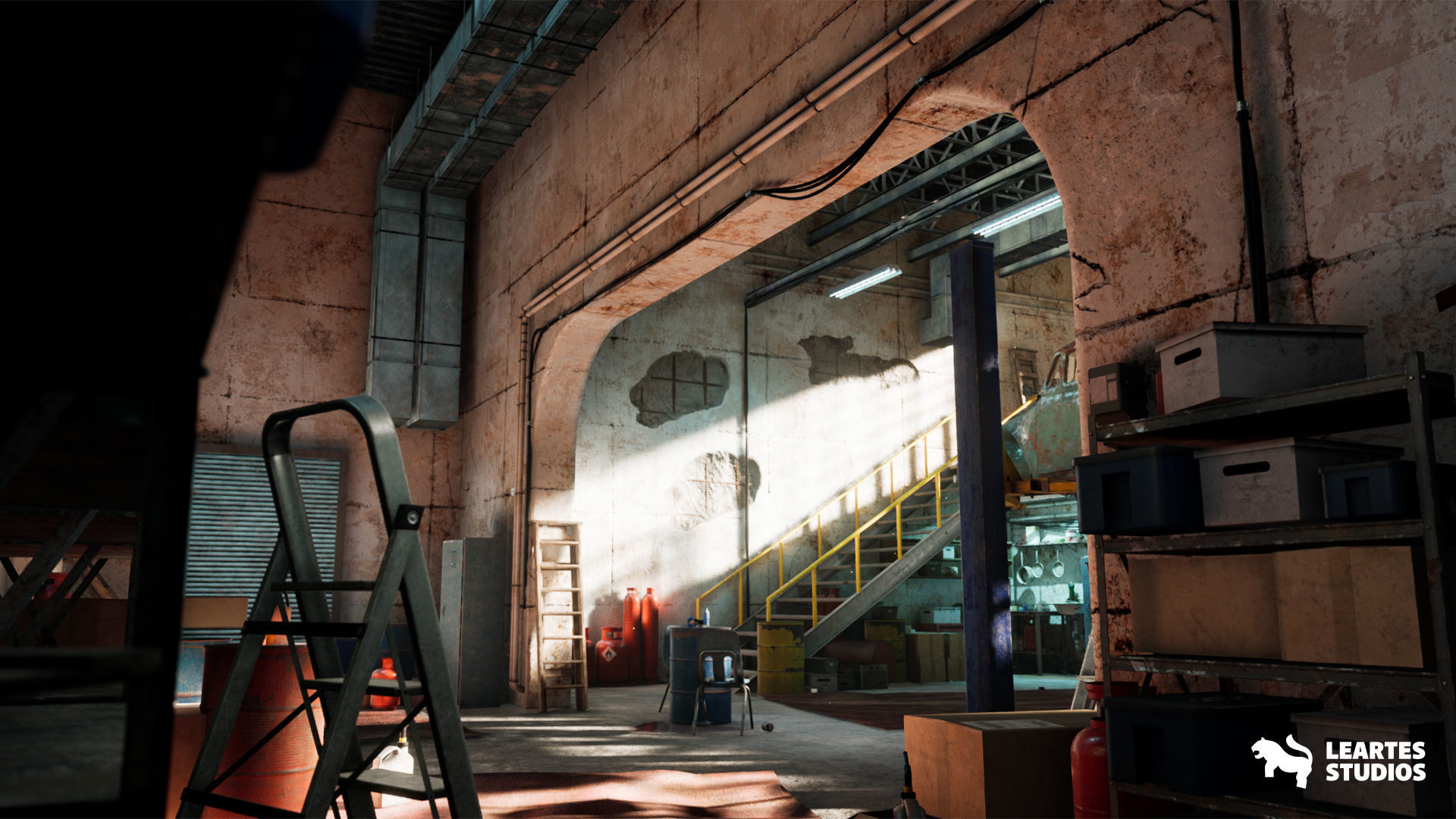 Garage Warehouse  Low-poly 3D model_3