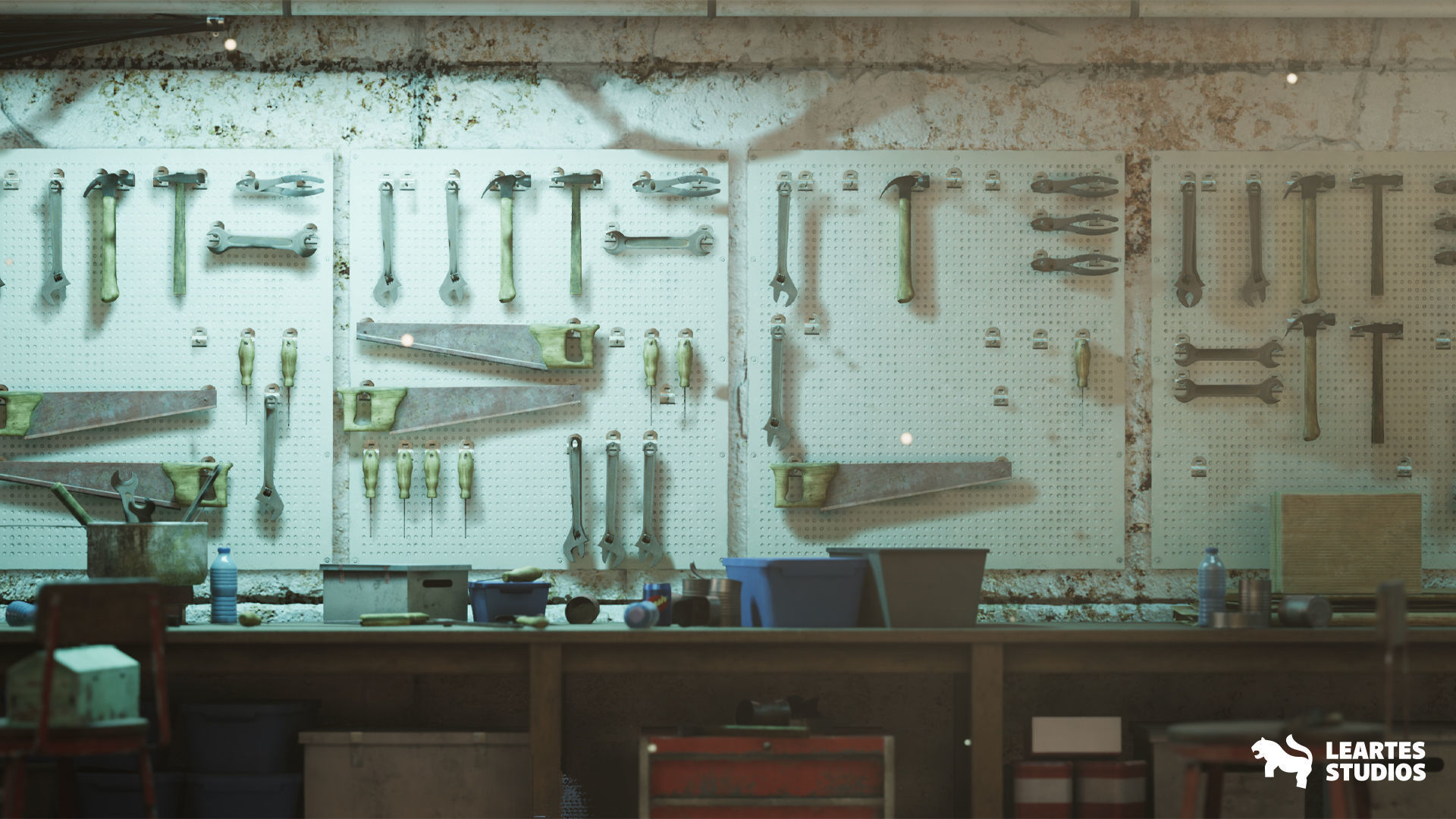 Garage Warehouse  Low-poly 3D model_6