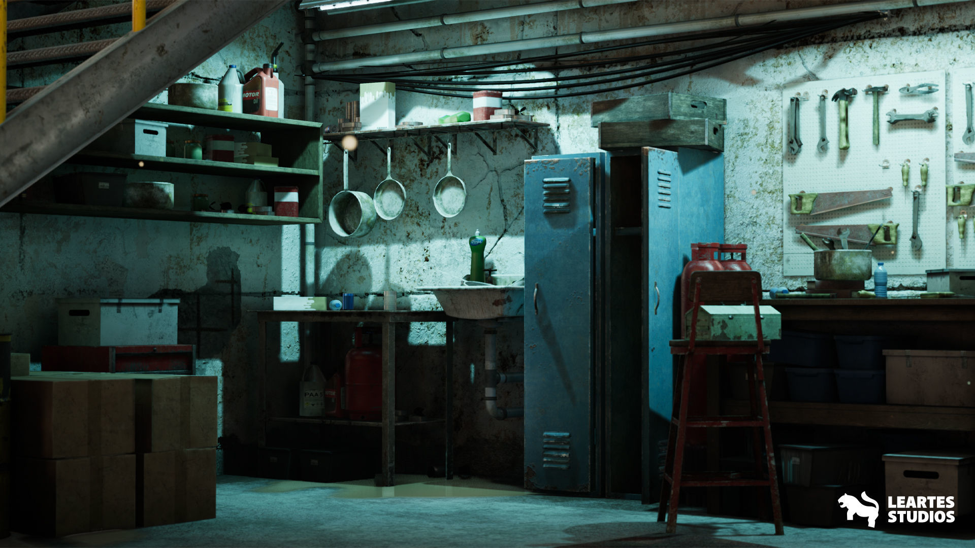 Garage Warehouse  Low-poly 3D model_11