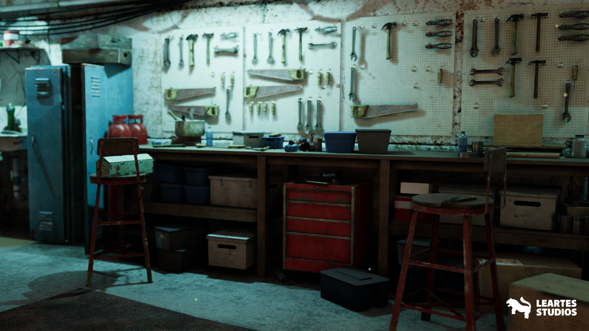 Garage Warehouse  Low-poly 3D model_9