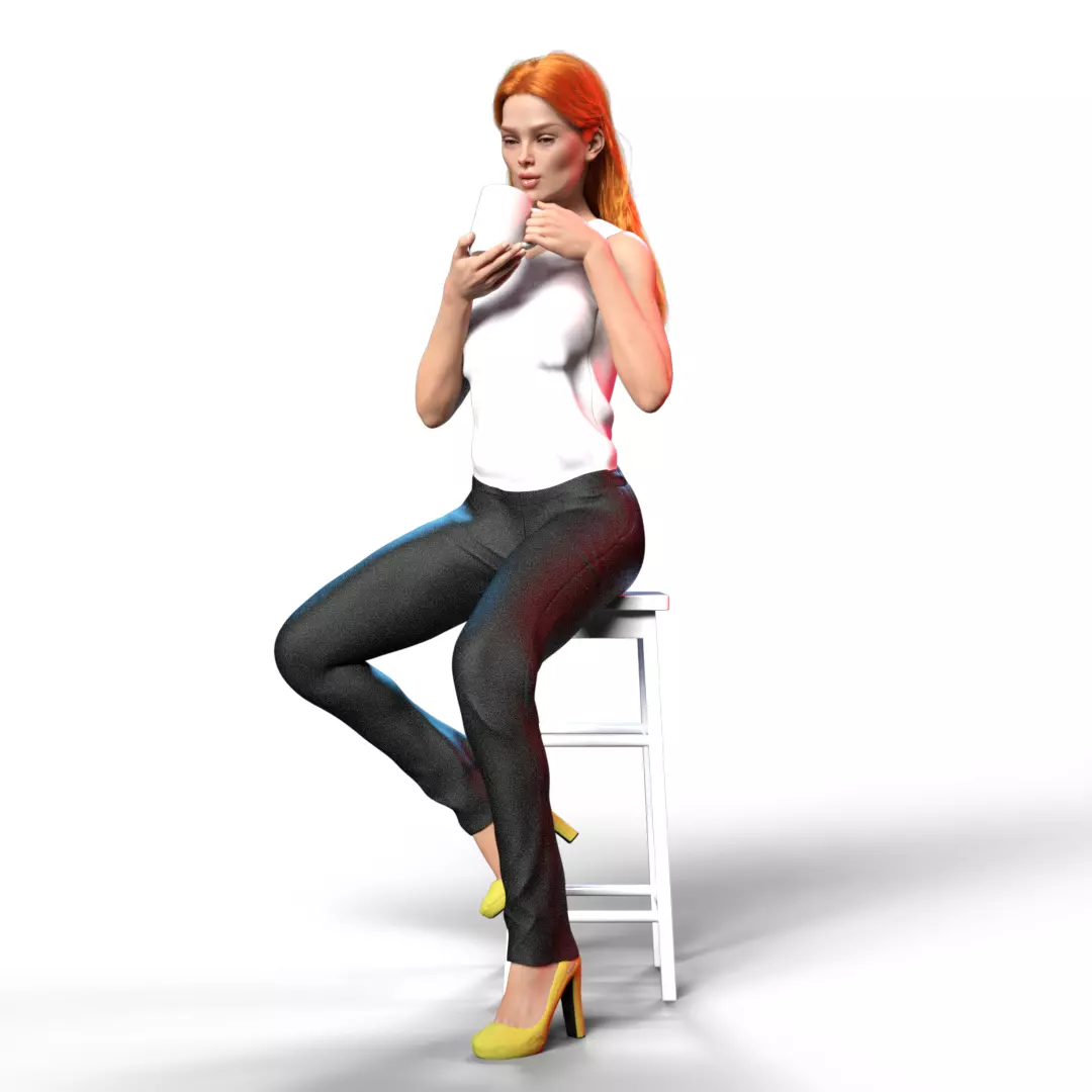 COFFEE TIME GIRL 3 3D print model