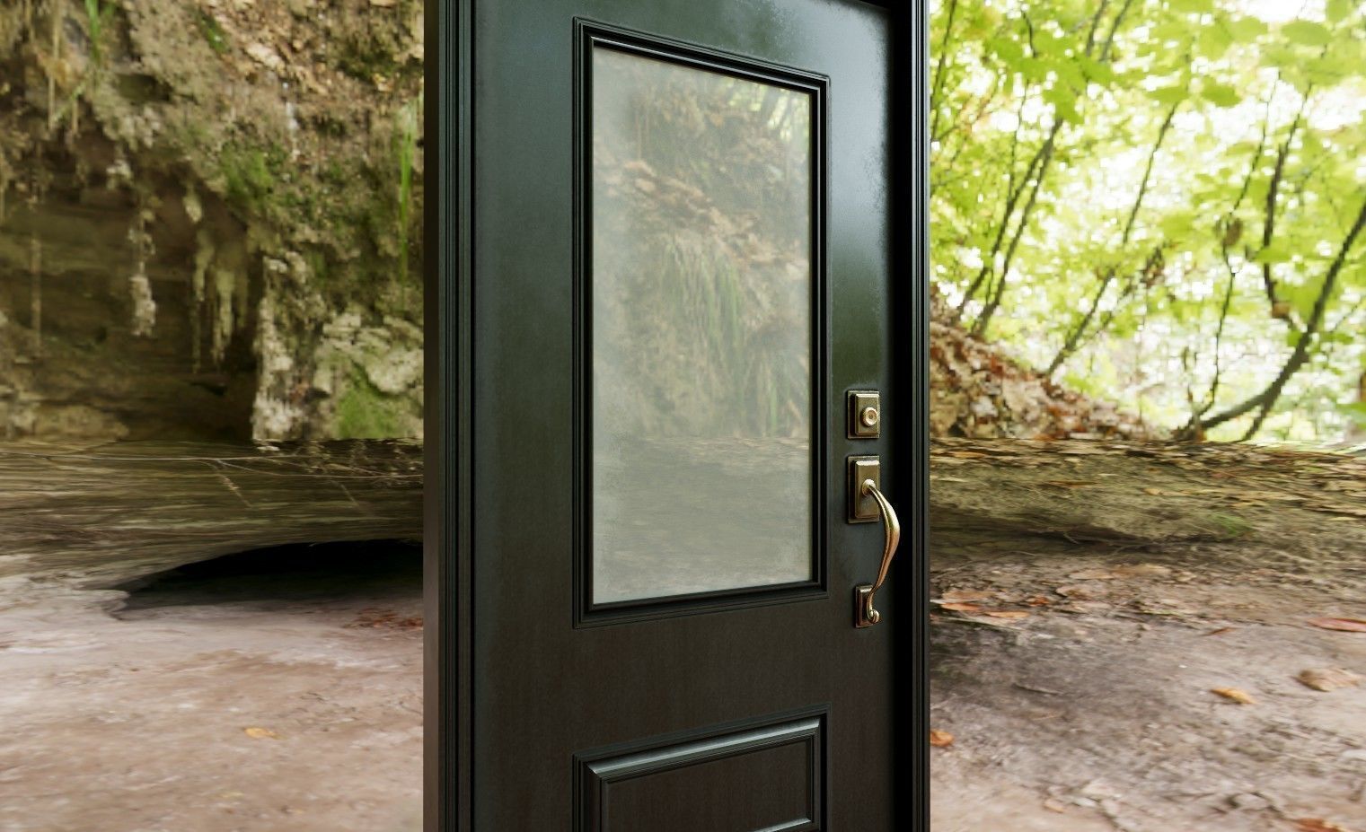 French Doors collection with glass Low-poly 3D model_3