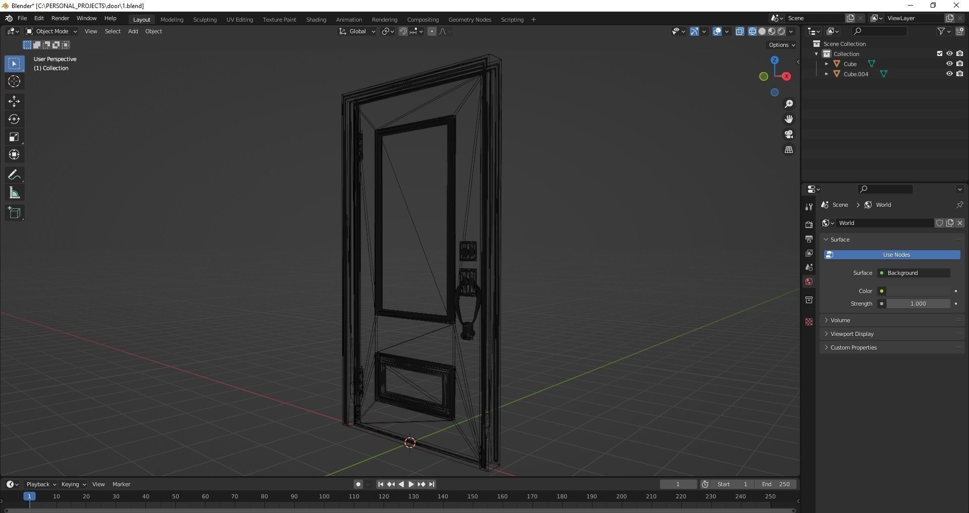 French Doors collection with glass Low-poly 3D model_4