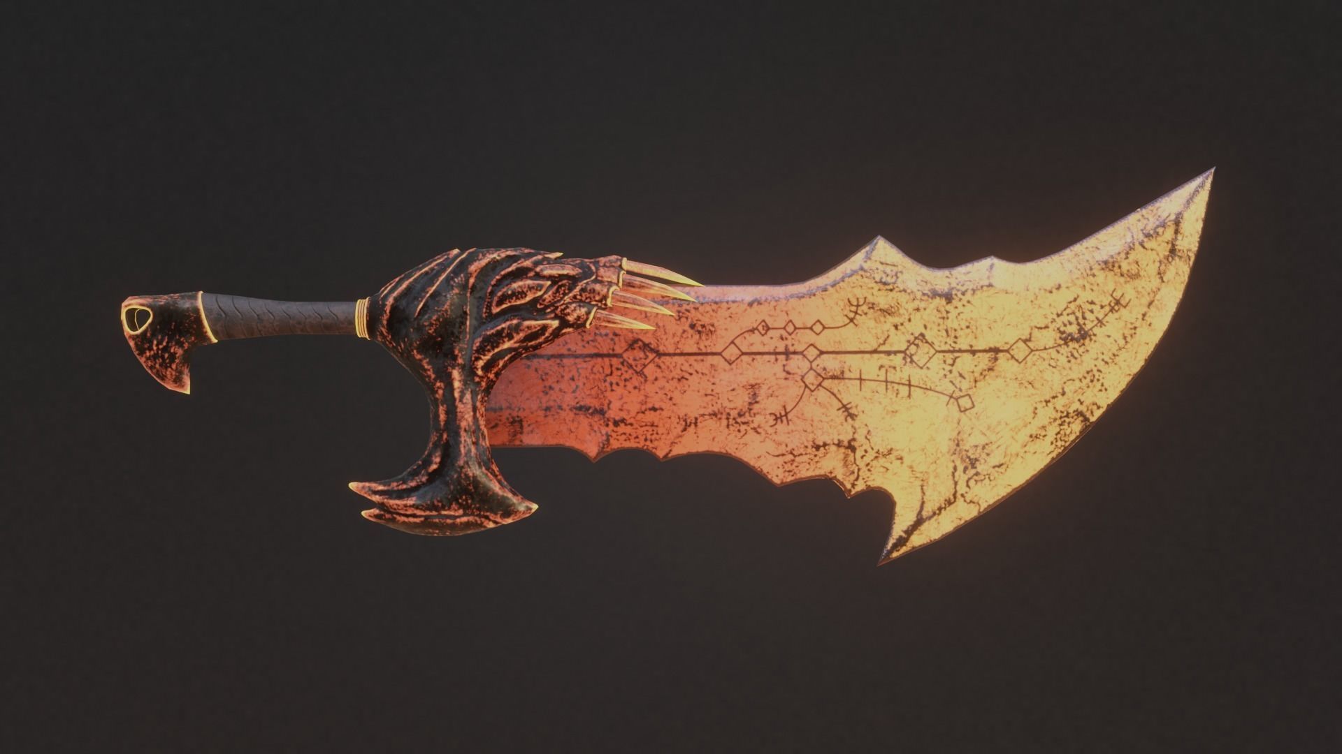 Chaos blades God of war RAGNAROK Low-poly 3D model_4