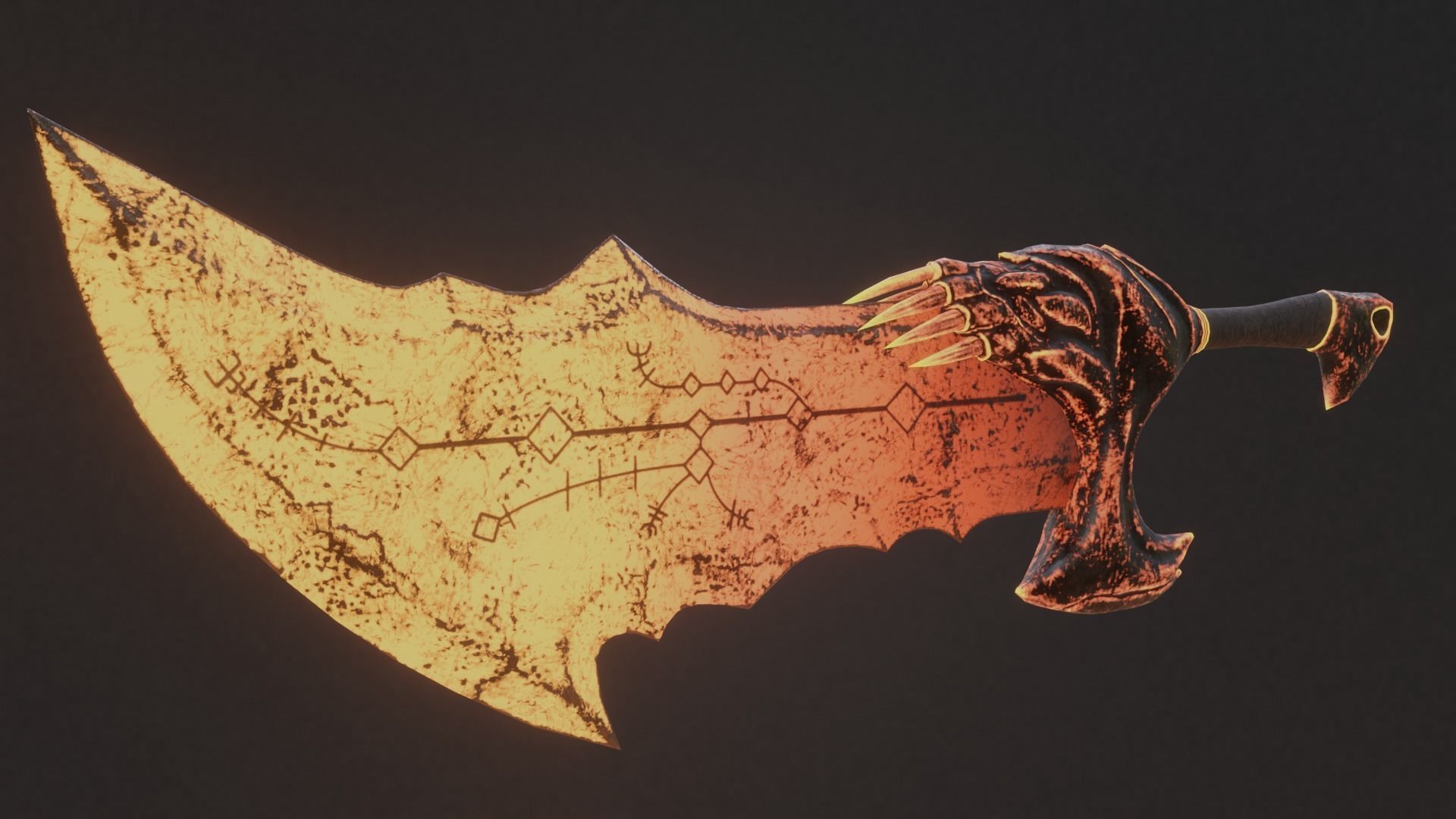 Chaos blades God of war RAGNAROK Low-poly 3D model_7