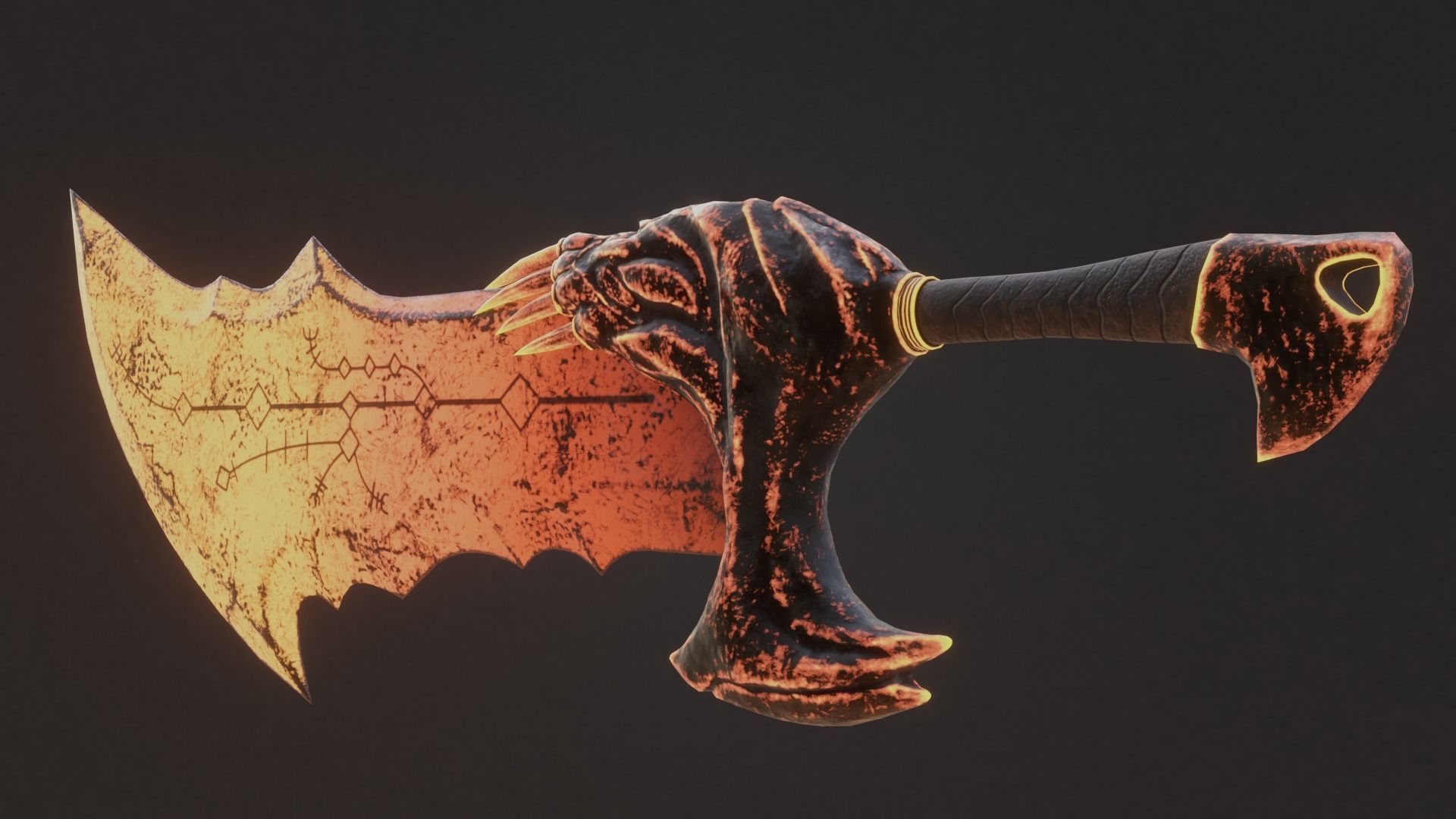 Chaos blades God of war RAGNAROK Low-poly 3D model_5