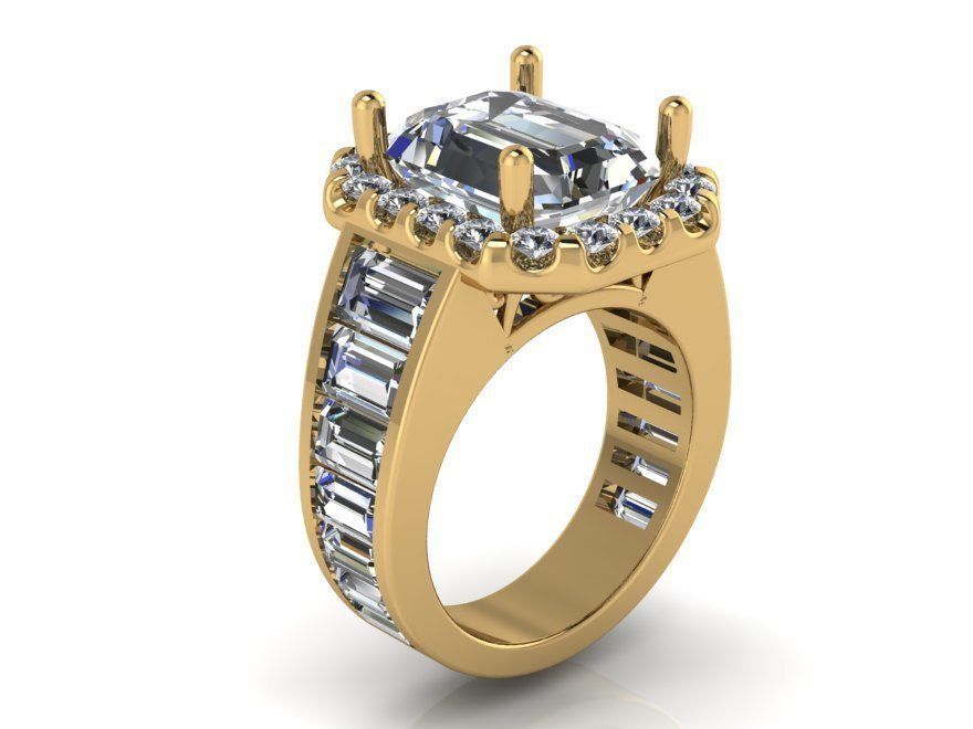 Square diamond ring 2239 3D print model  3D print model_1