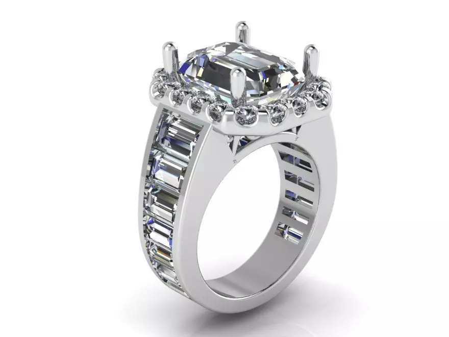 Square diamond ring 2239 3D print model  3D print model_0