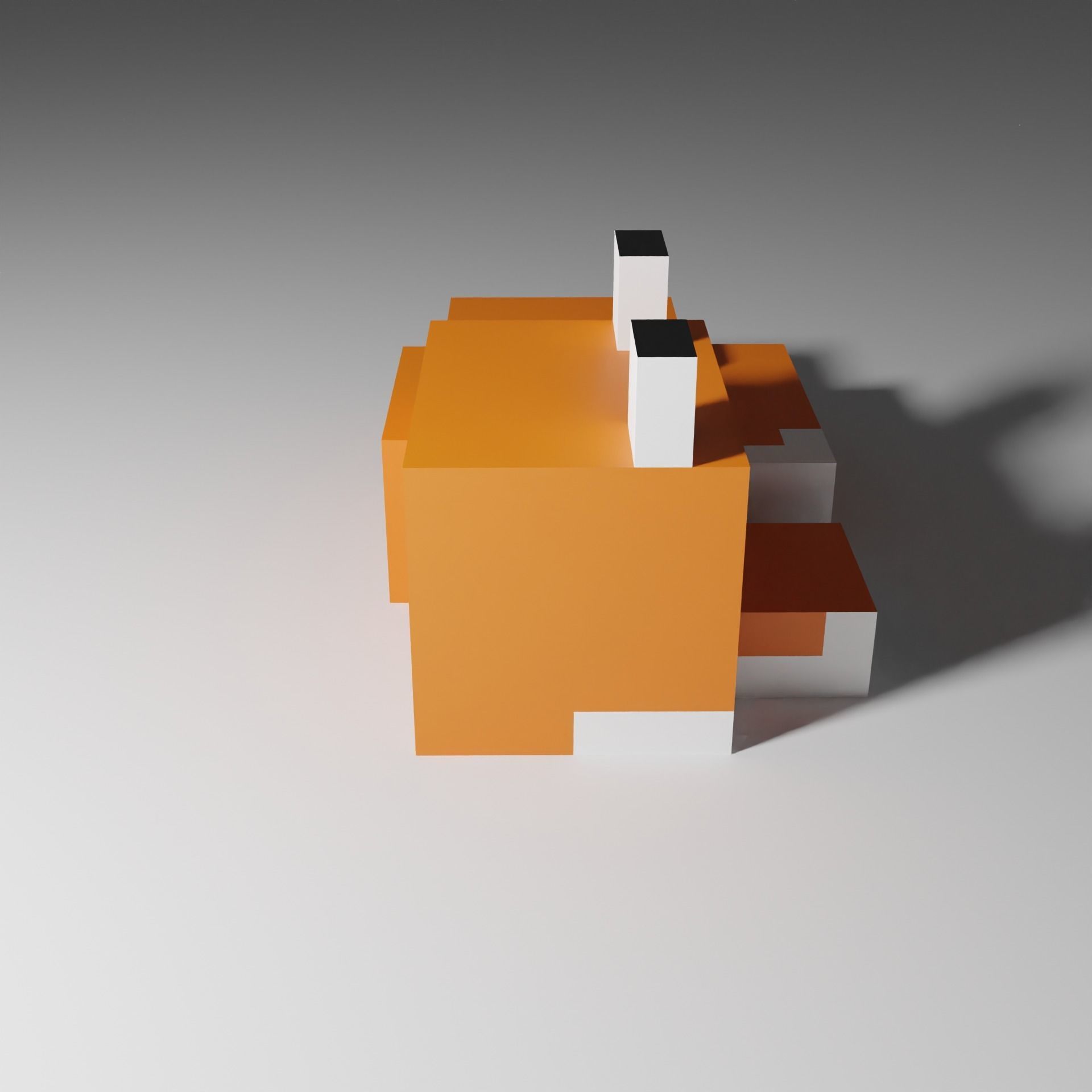 Minecraft Sleeping Fox Low-poly 3D model_2