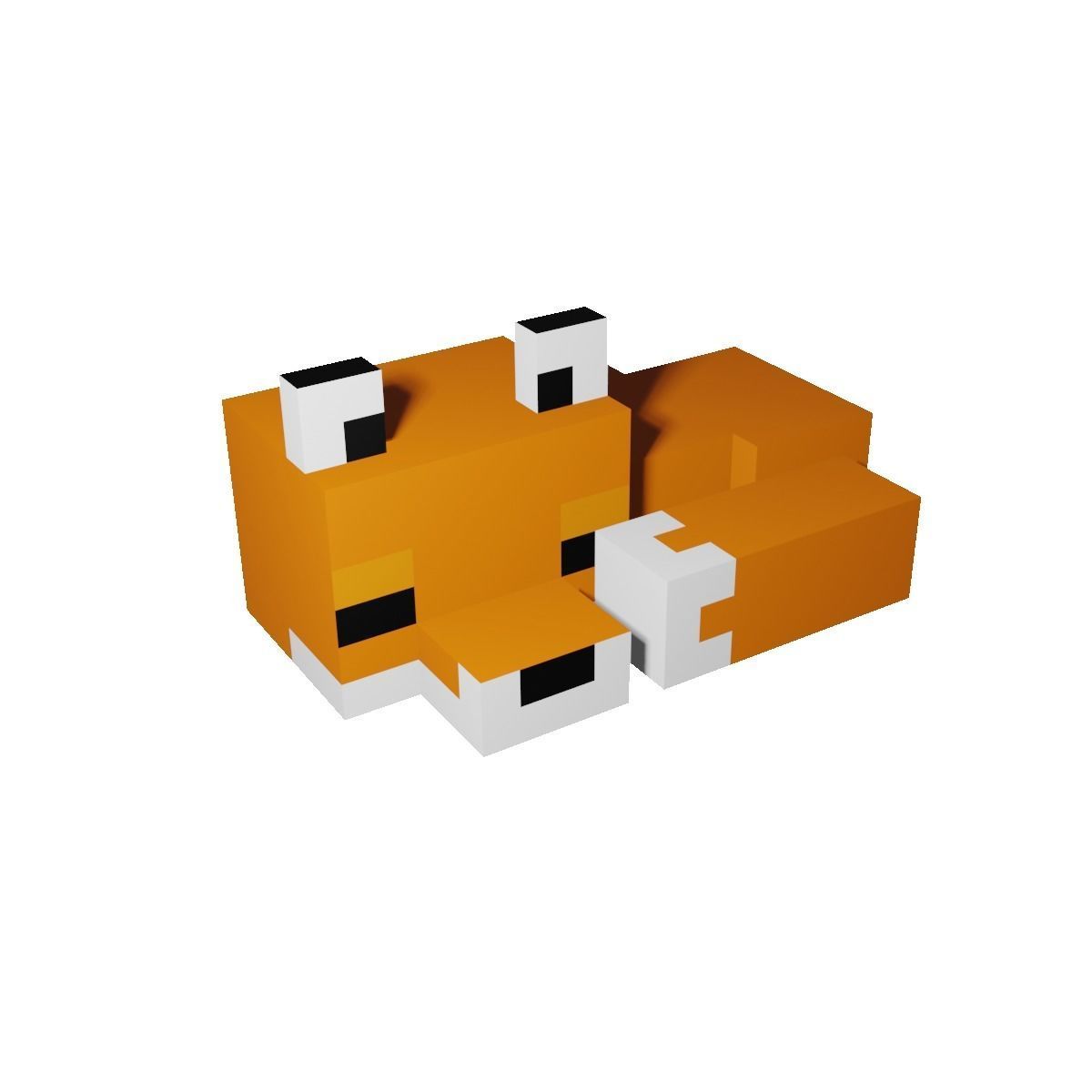 Minecraft Sleeping Fox Low-poly 3D model_8