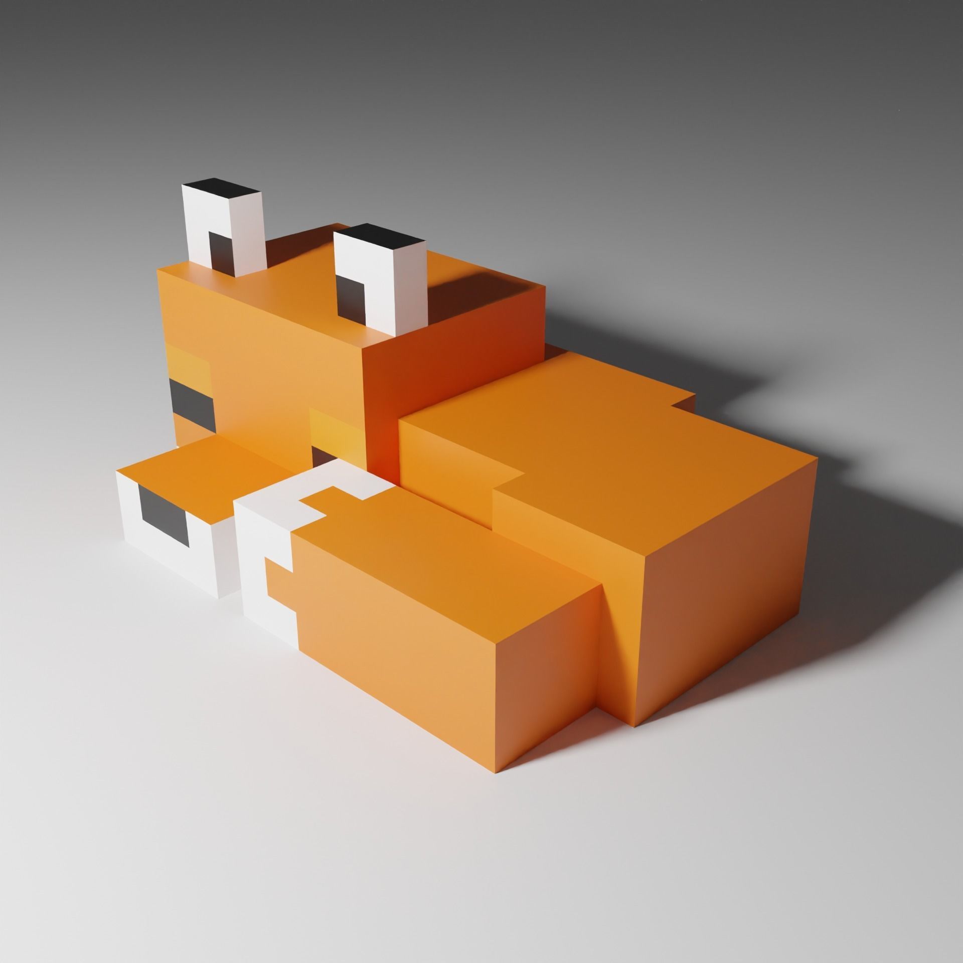 Minecraft Sleeping Fox Low-poly 3D model_7
