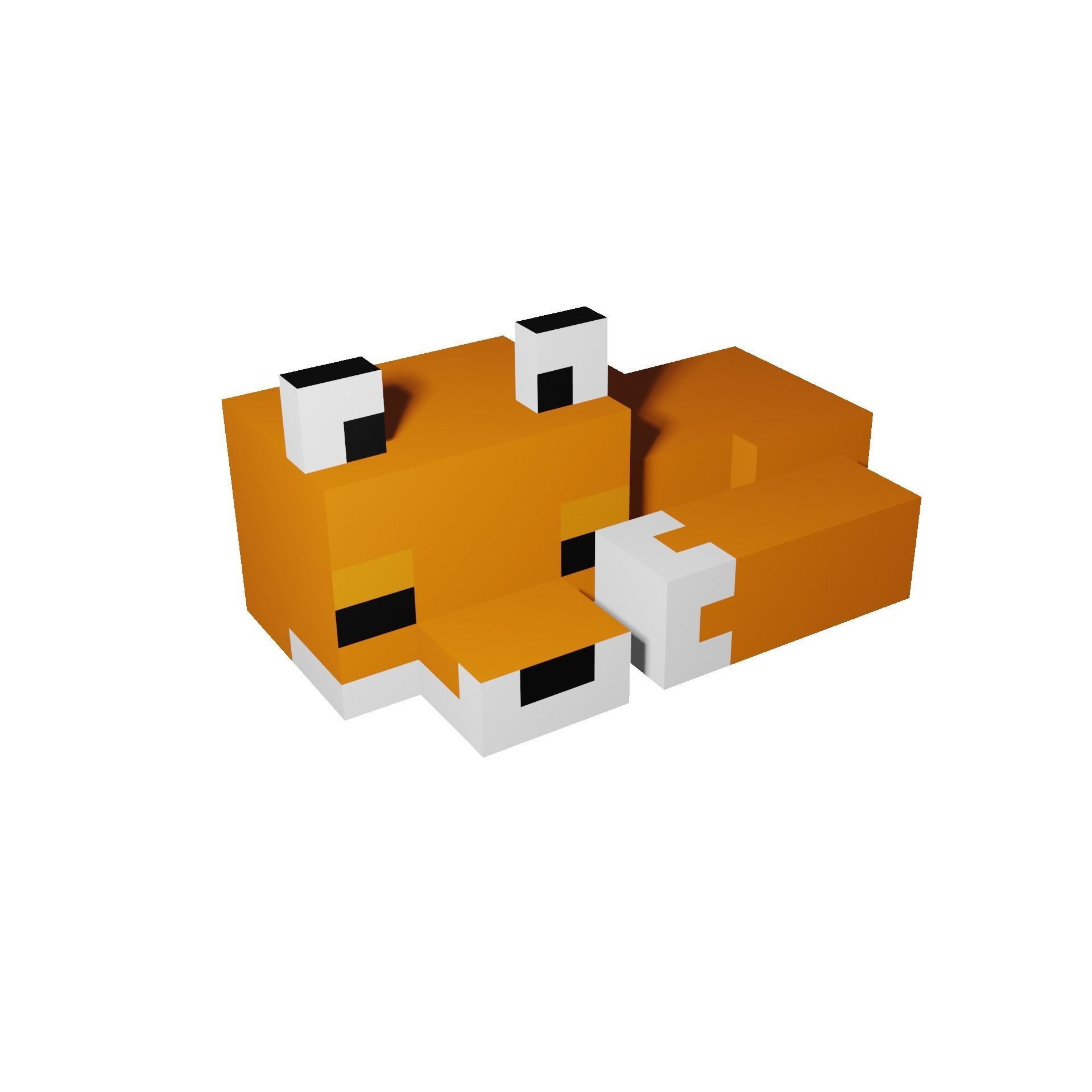 Minecraft Sleeping Fox Low-poly 3D model_9