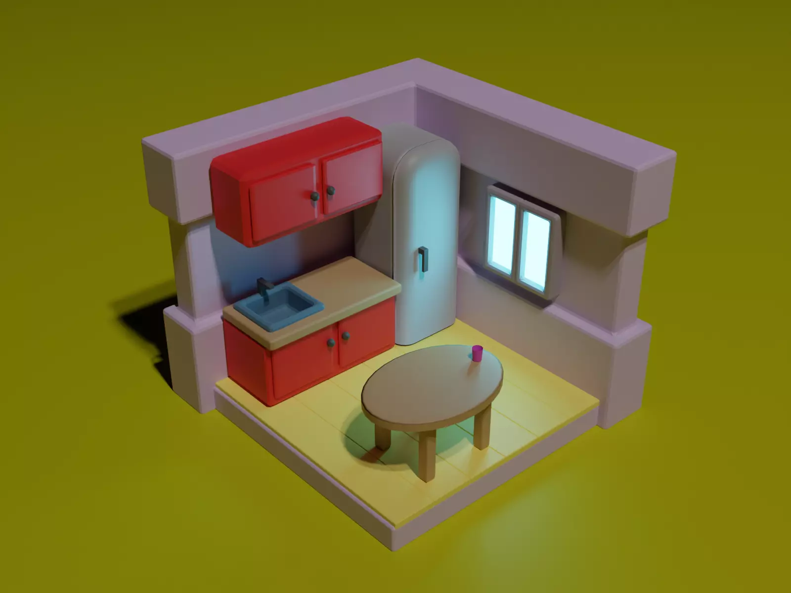Kitchen in the House ART Free low-poly 3D model