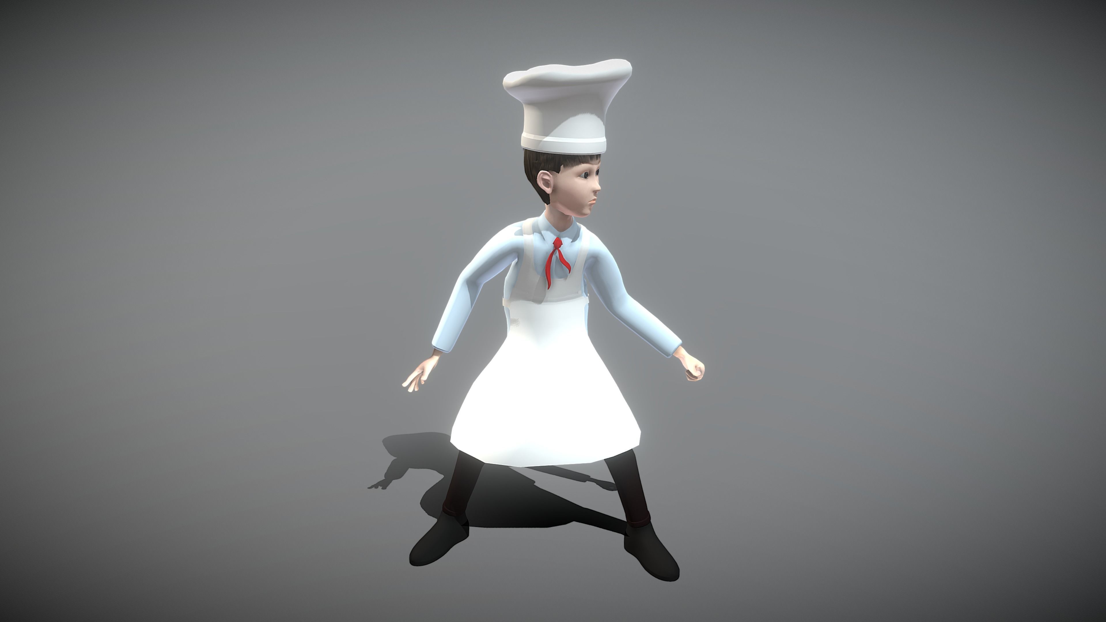 Cartoon Cook Low-poly 3D model_6
