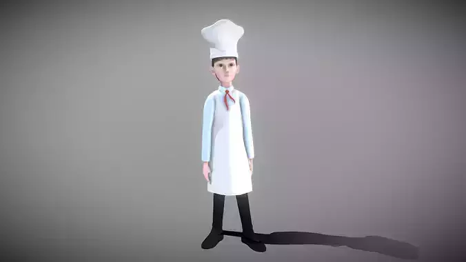 Cartoon Cook Low-poly 3D model