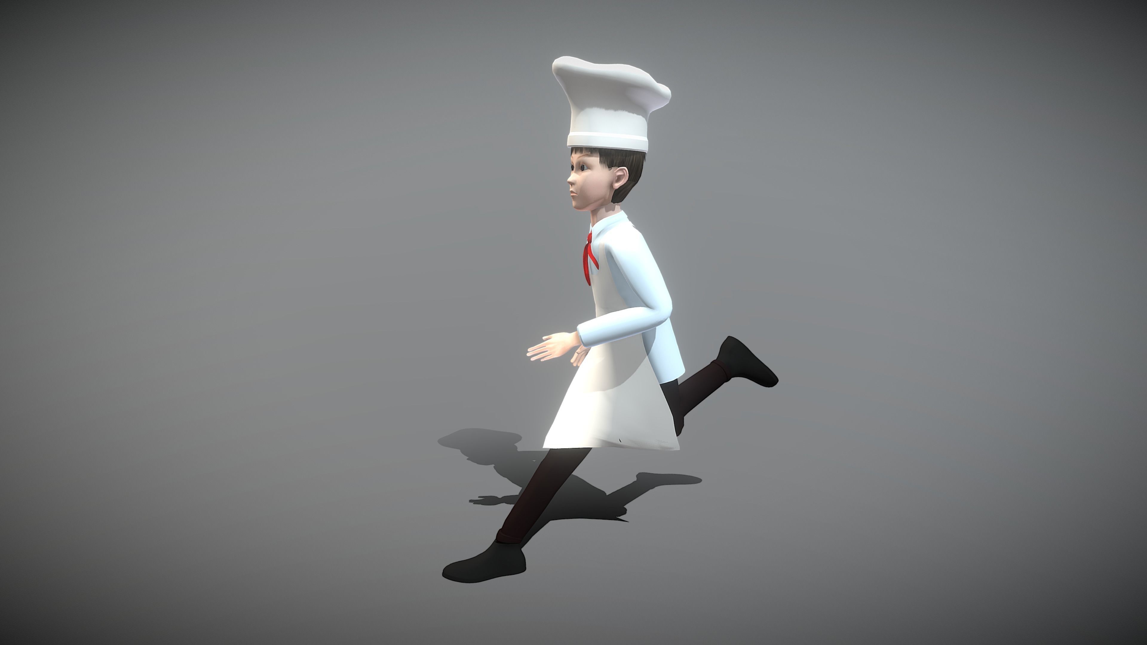 Cartoon Cook Low-poly 3D model_4