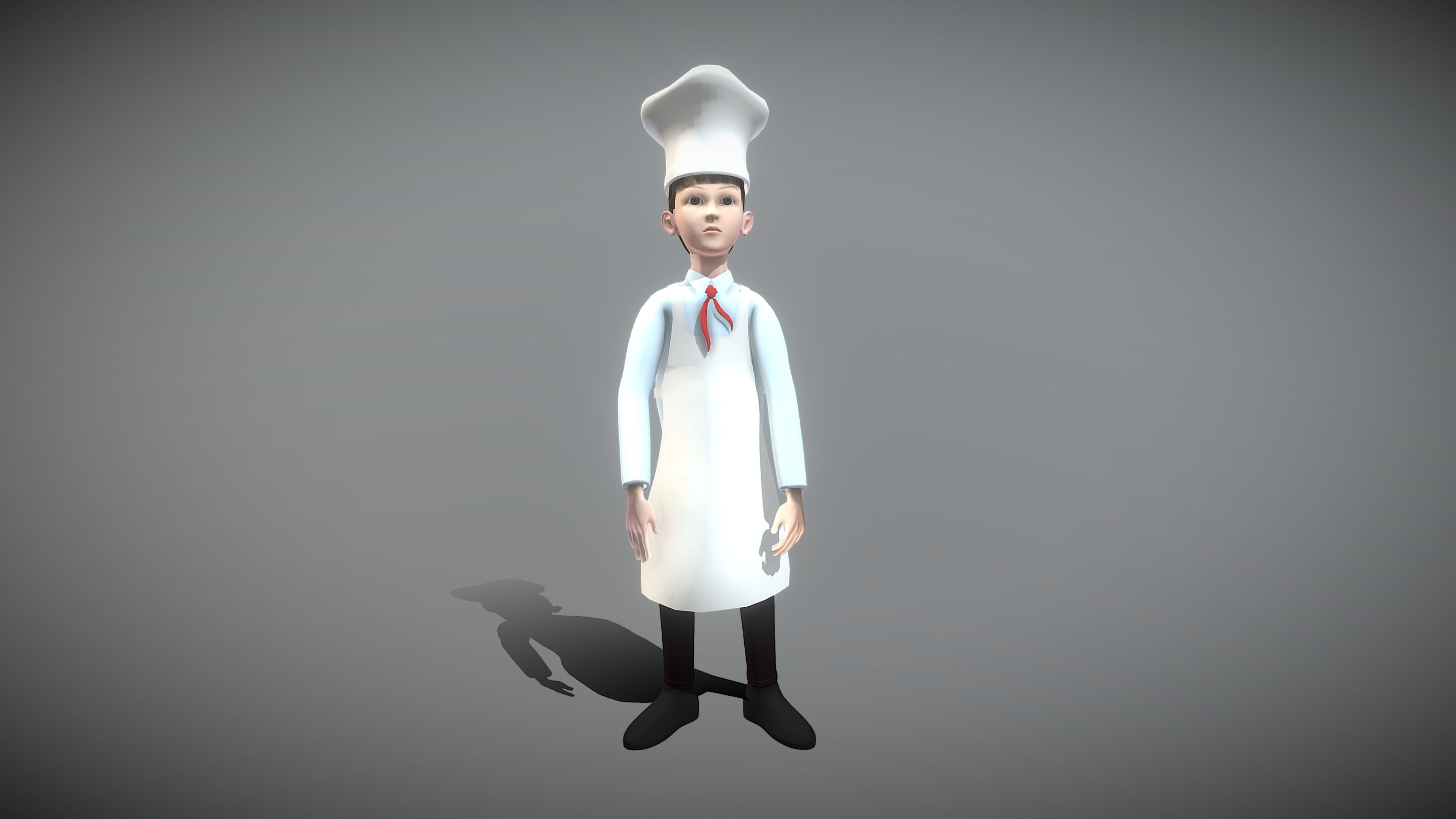 Cartoon Cook Low-poly 3D model_5