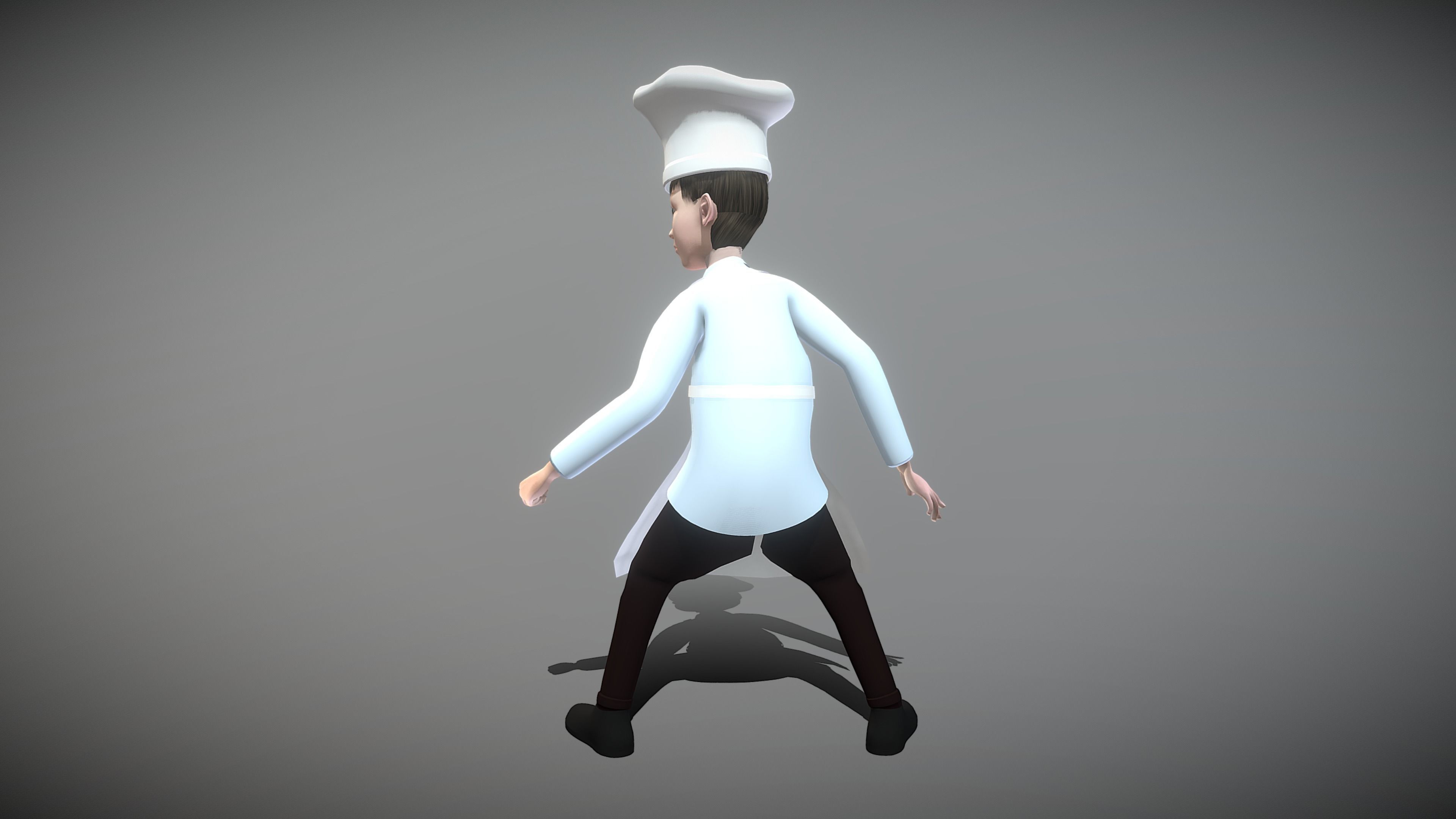 Cartoon Cook Low-poly 3D model_7