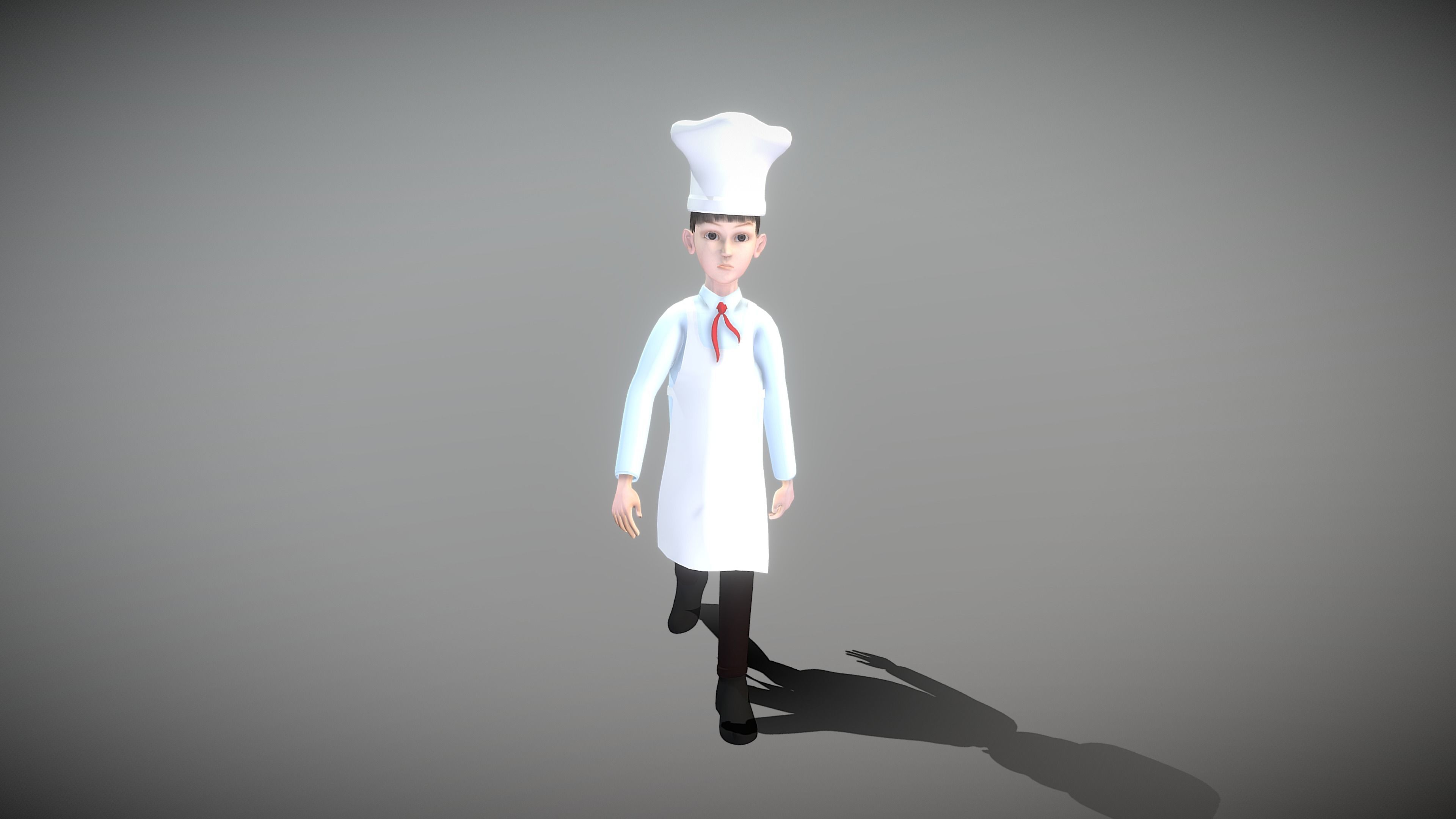 Cartoon Cook Low-poly 3D model_3