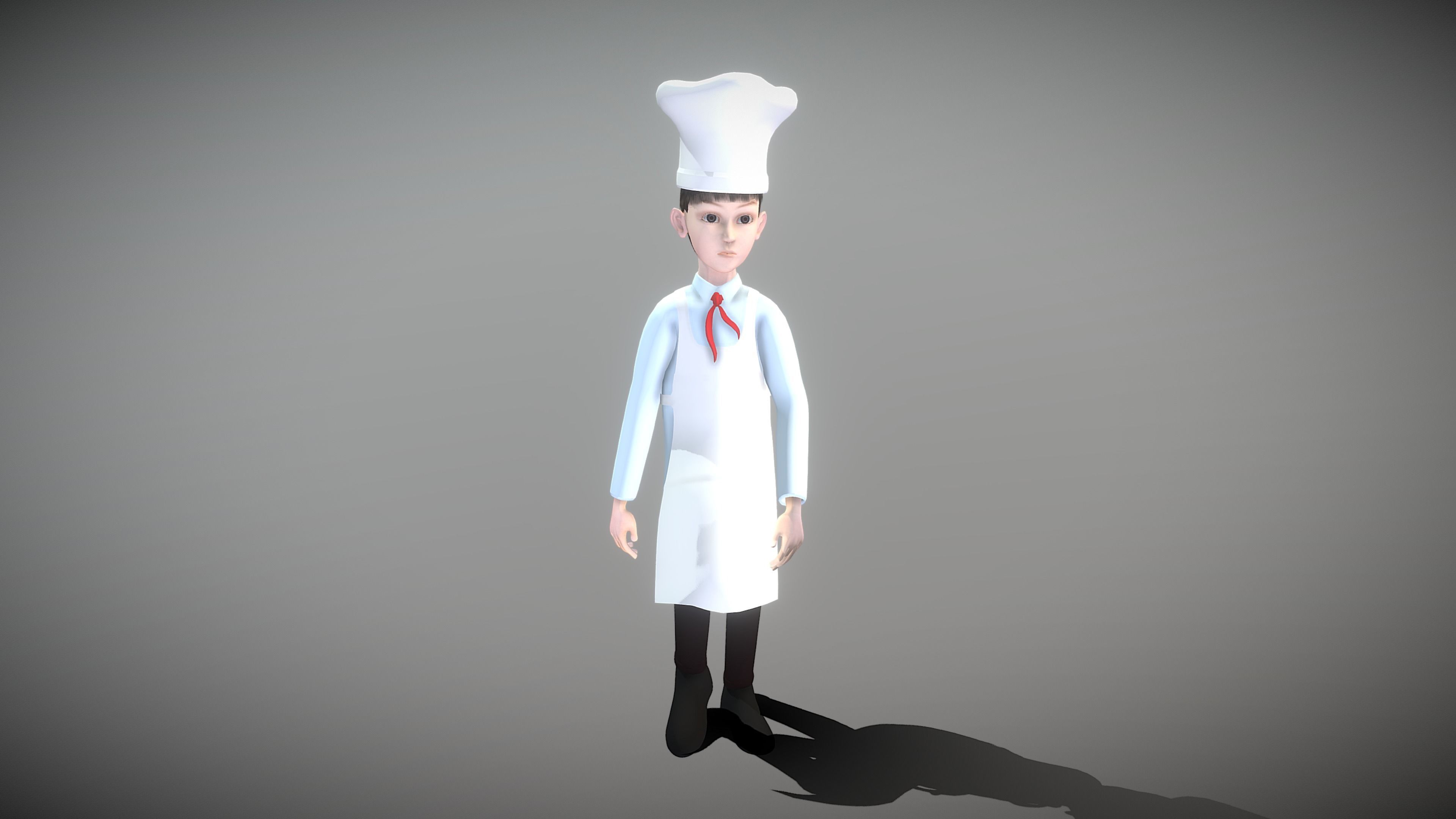 Cartoon Cook Low-poly 3D model_2