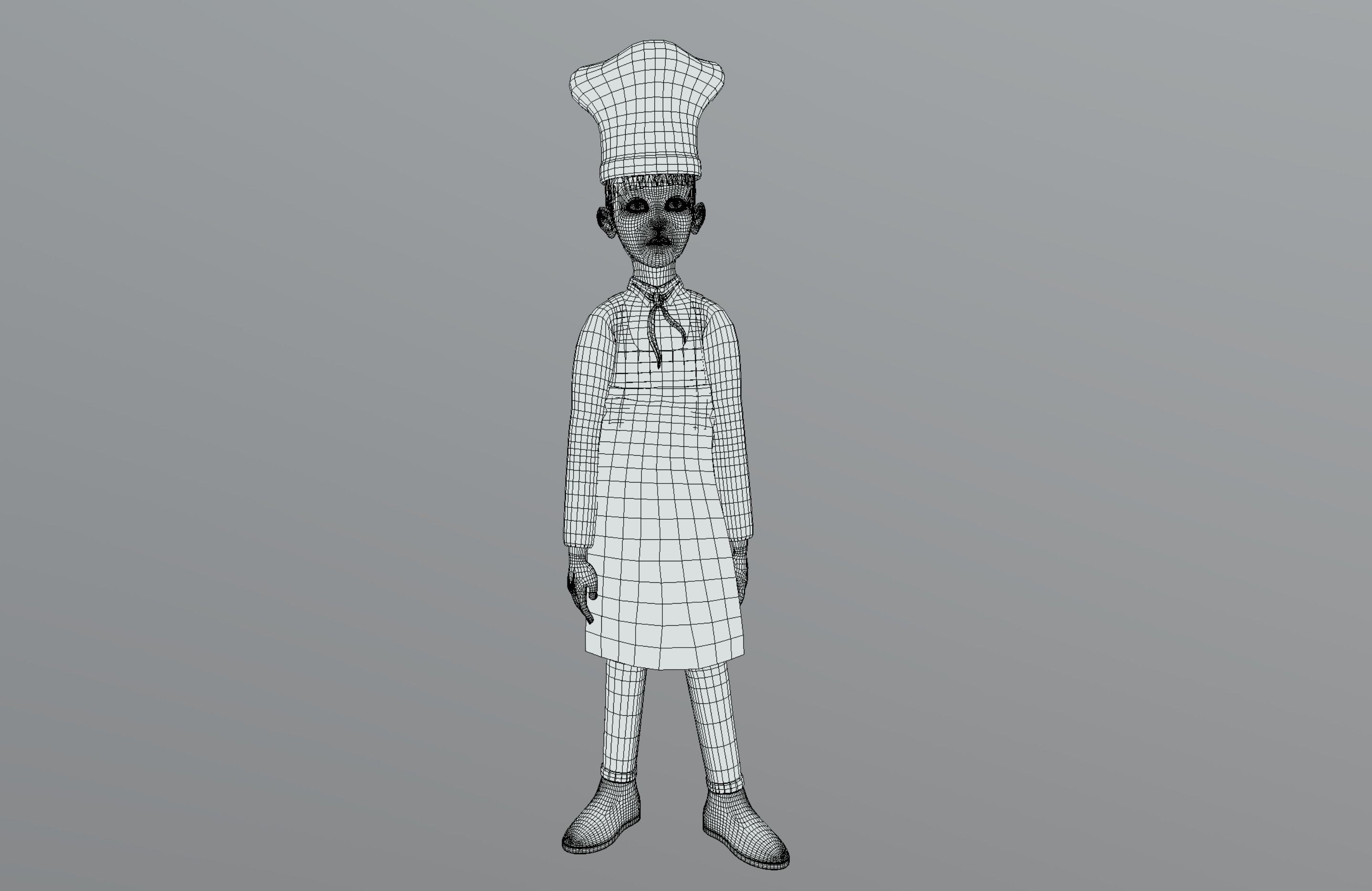 Cartoon Cook Low-poly 3D model_8