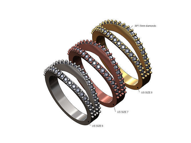 Diamond lips fashion ring 3D print model