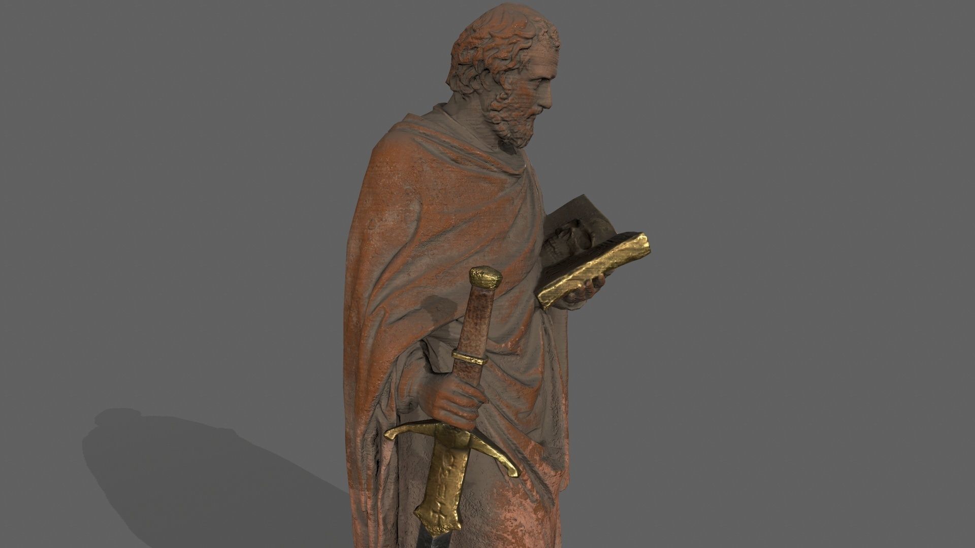 Old Man Statue Low-poly 3D model_9