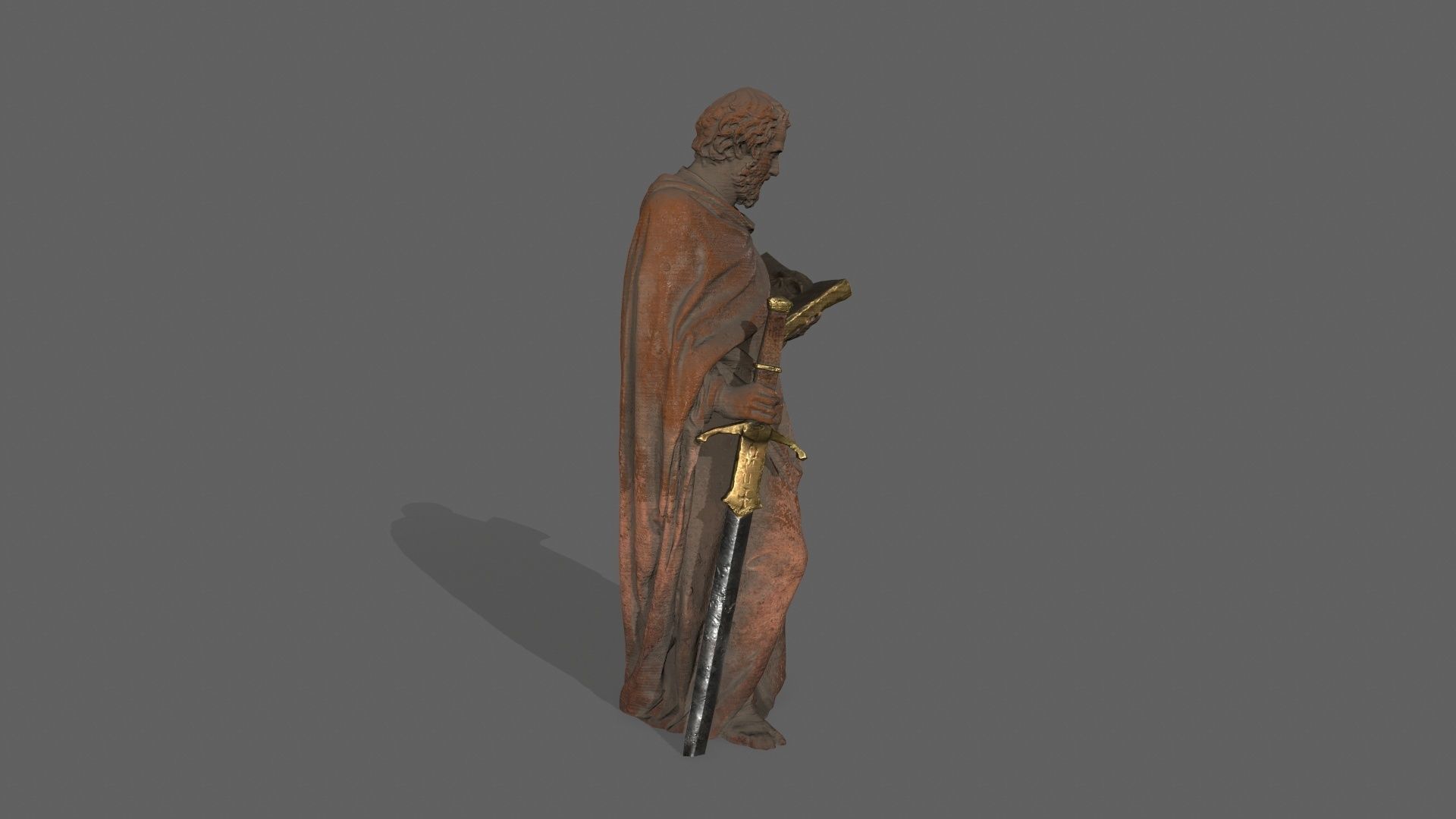 Old Man Statue Low-poly 3D model_3