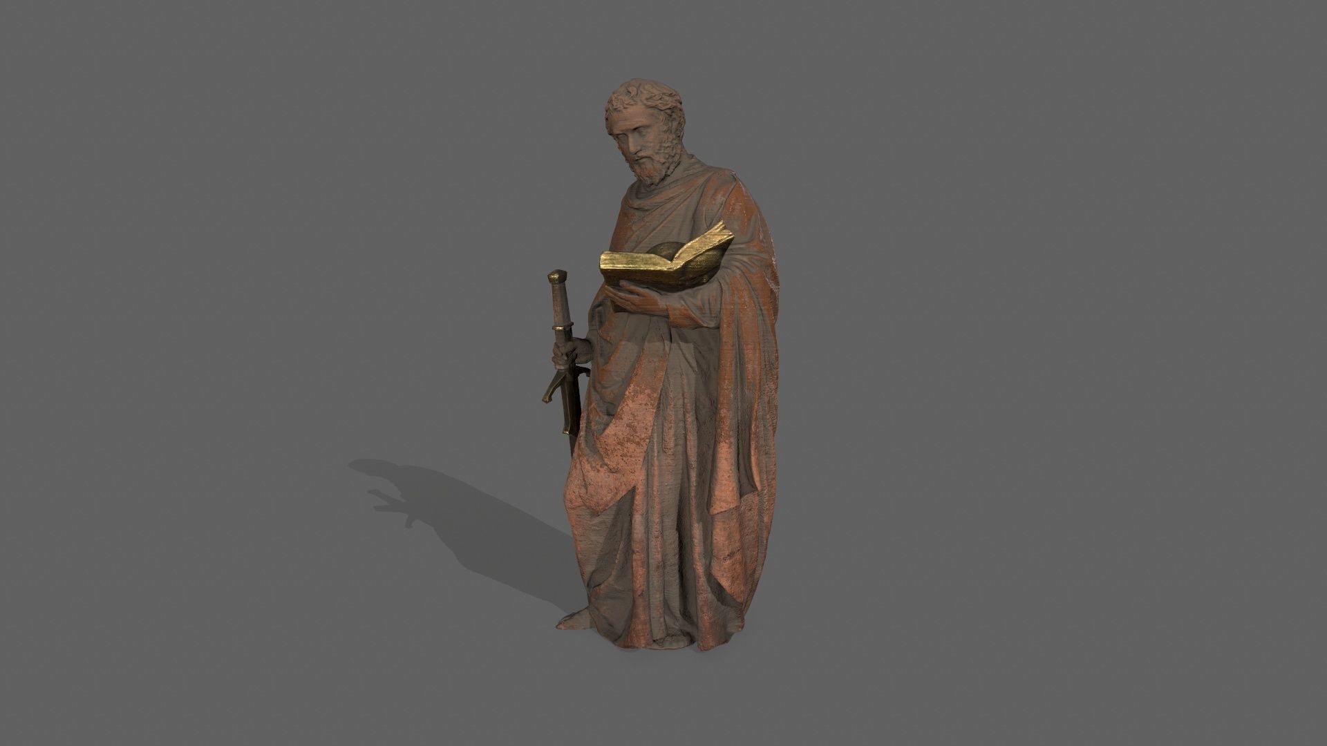 Old Man Statue Low-poly 3D model_7