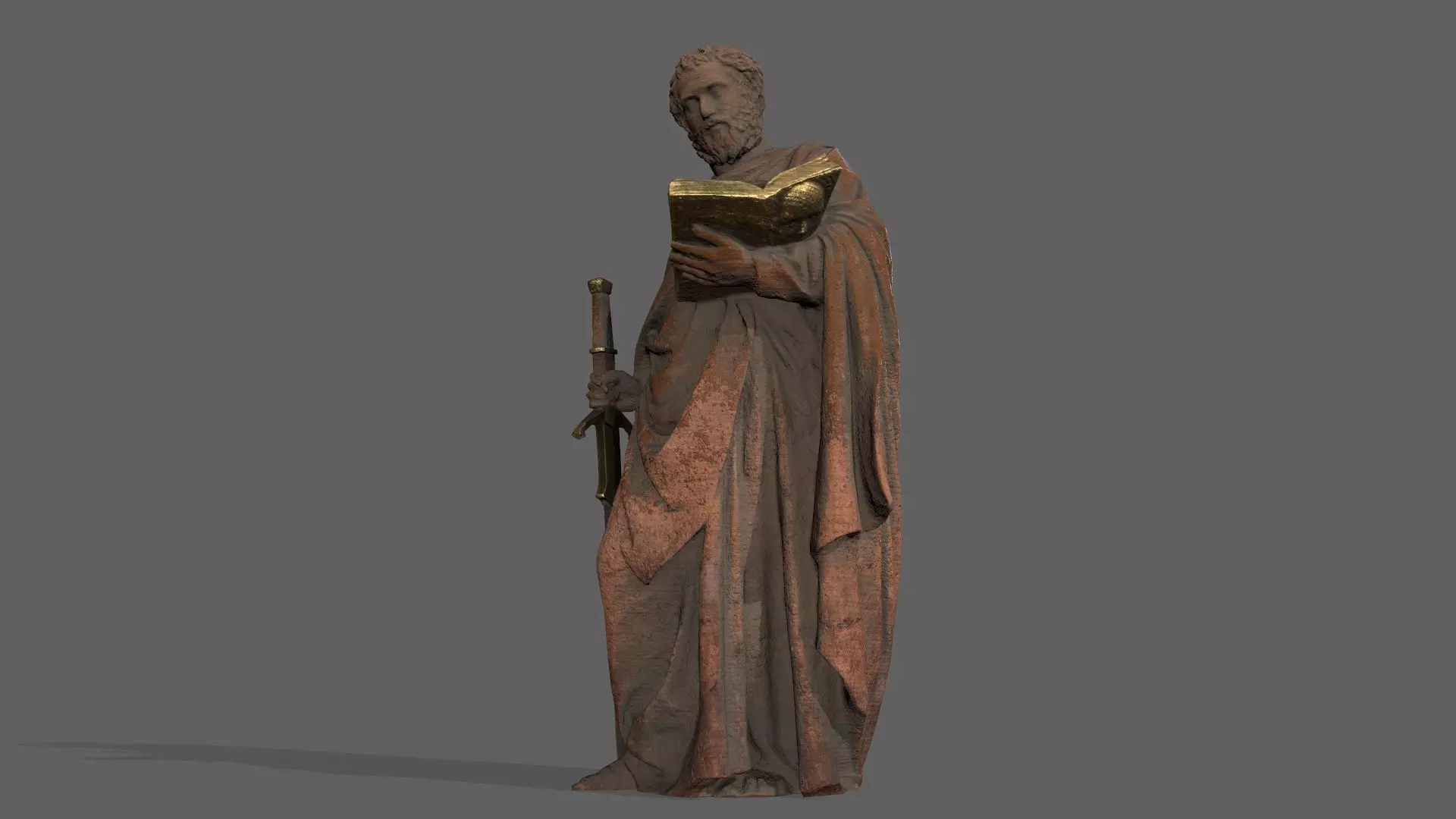 Old Man Statue Low-poly 3D model_0