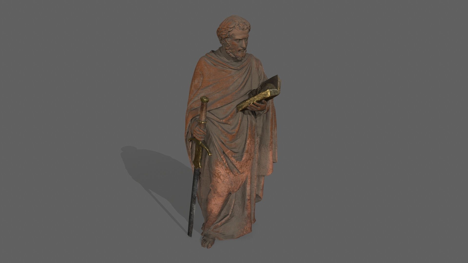 Old Man Statue Low-poly 3D model_1