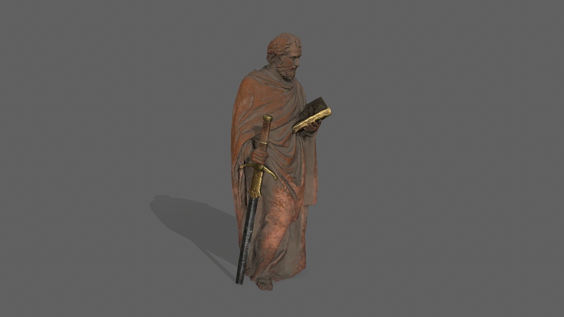 Old Man Statue Low-poly 3D model_2