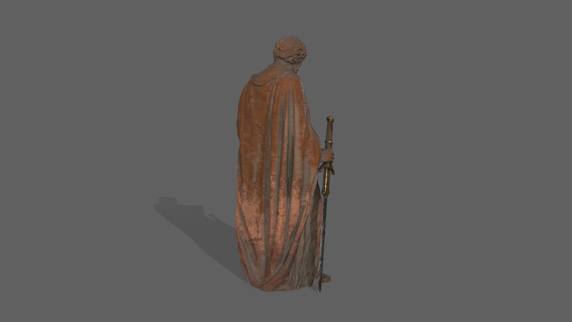 Old Man Statue Low-poly 3D model_4