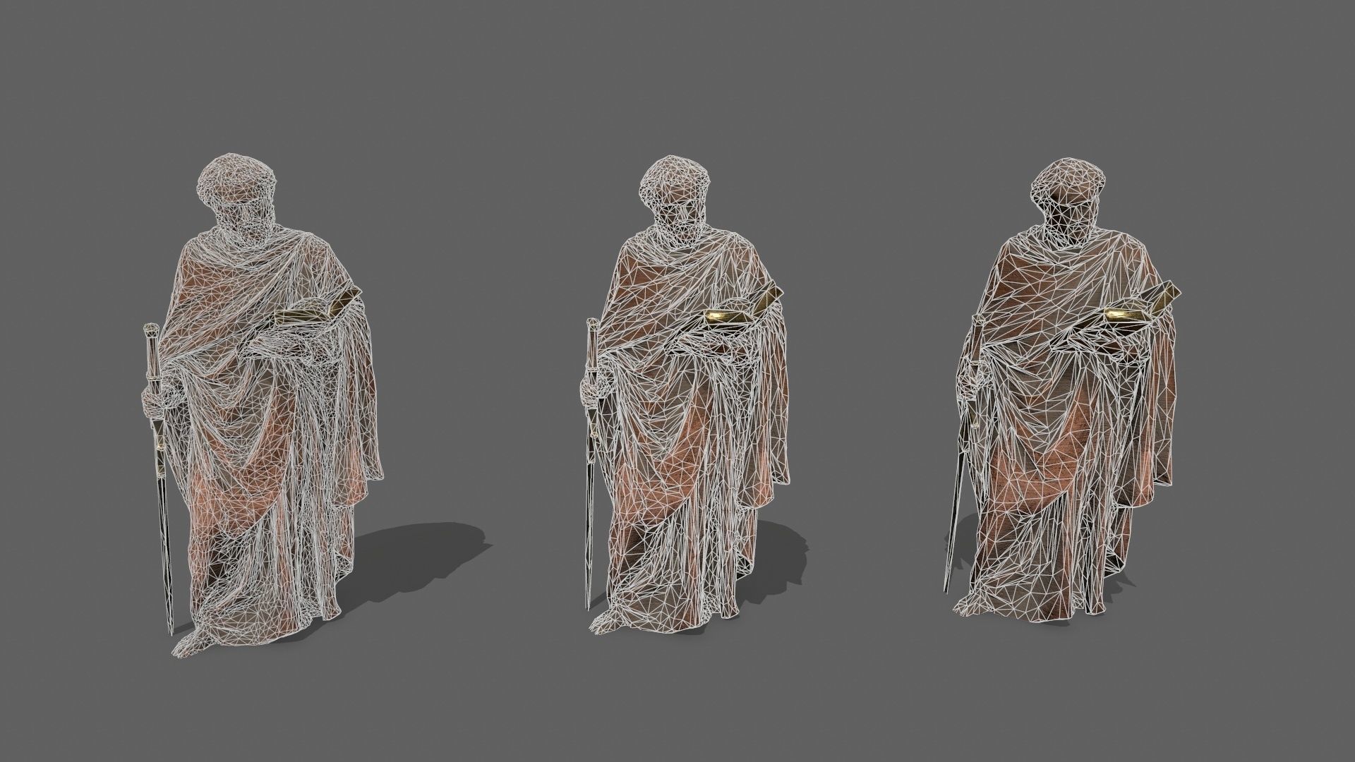 Old Man Statue Low-poly 3D model_11