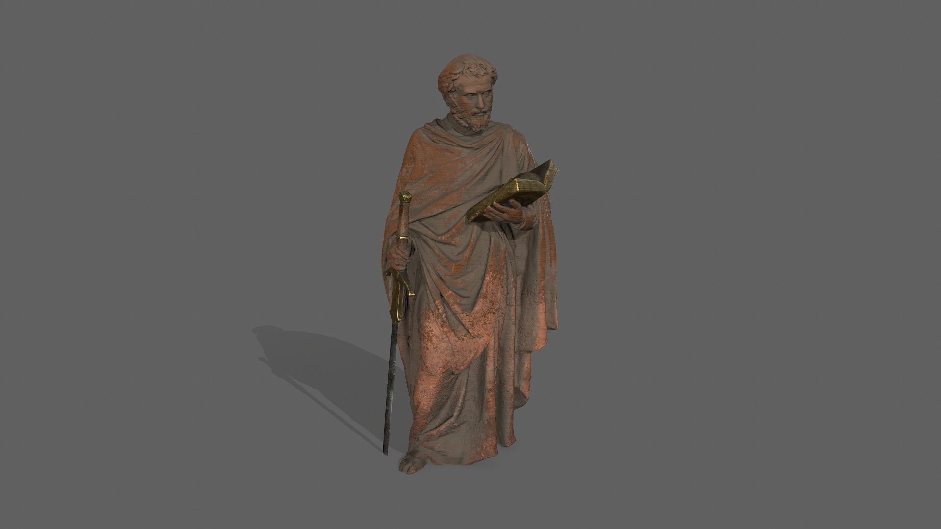 Old Man Statue Low-poly 3D model_8