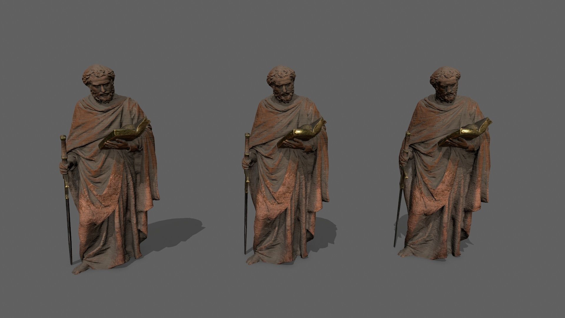 Old Man Statue Low-poly 3D model_10
