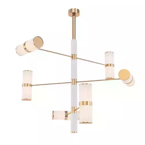 metropolis modern chandelier with brass and shades