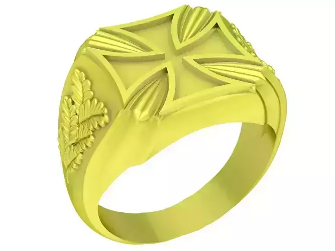 Cross and leaves men ring 4075 3D print model