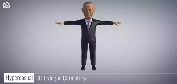Recep Tayyip Erdogan - 3D political Caricature Low-poly 3D model