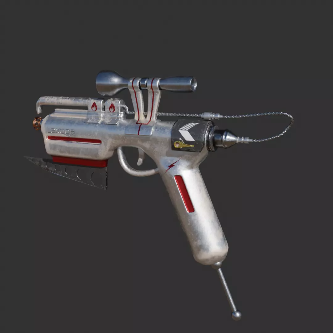 Fire Pistol Low-poly 3D model_0