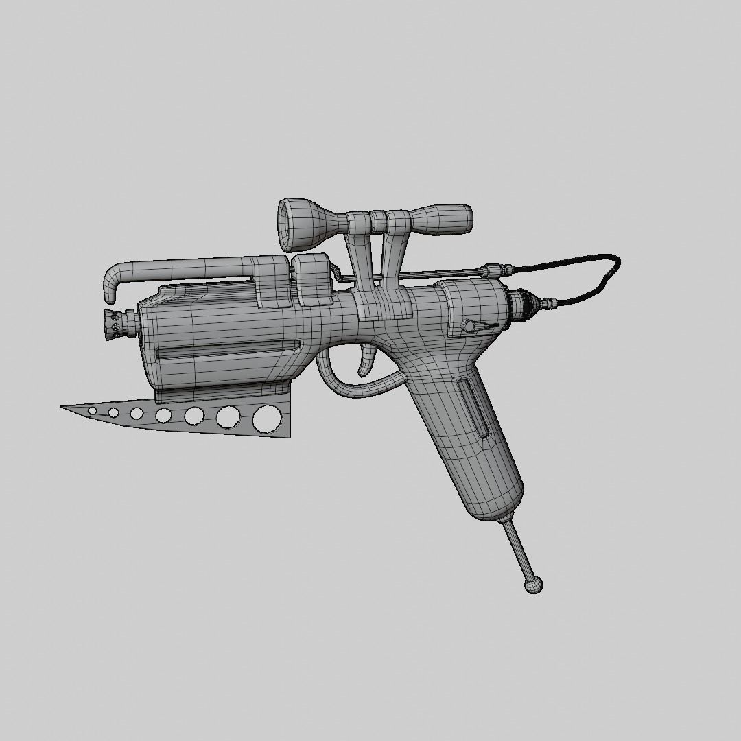 Fire Pistol Low-poly 3D model_8