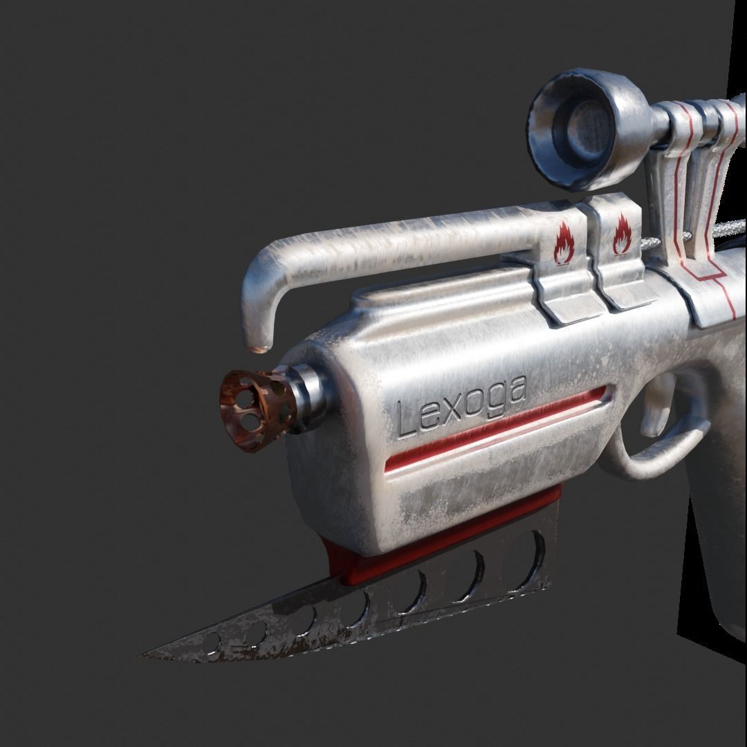 Fire Pistol Low-poly 3D model_5