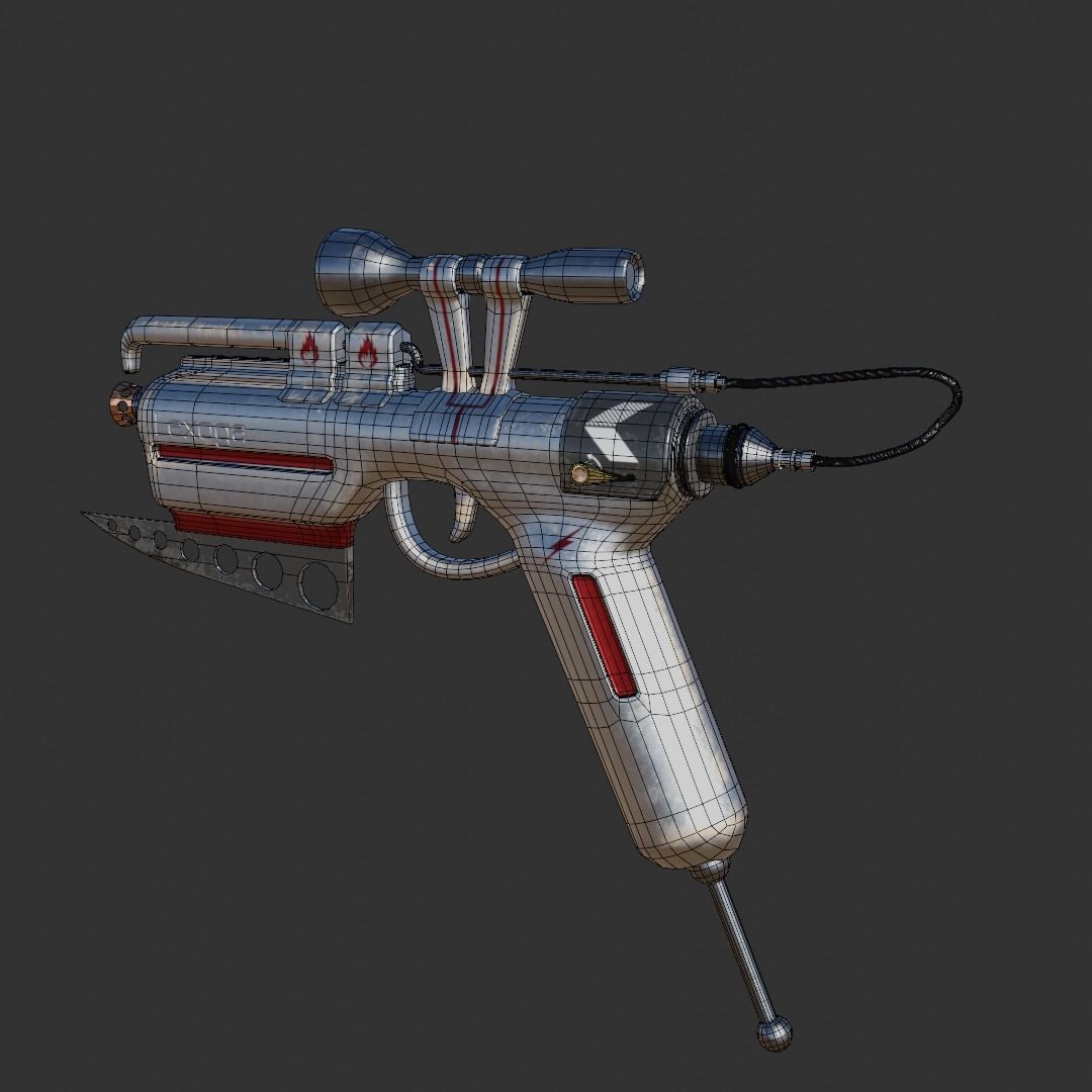 Fire Pistol Low-poly 3D model_6