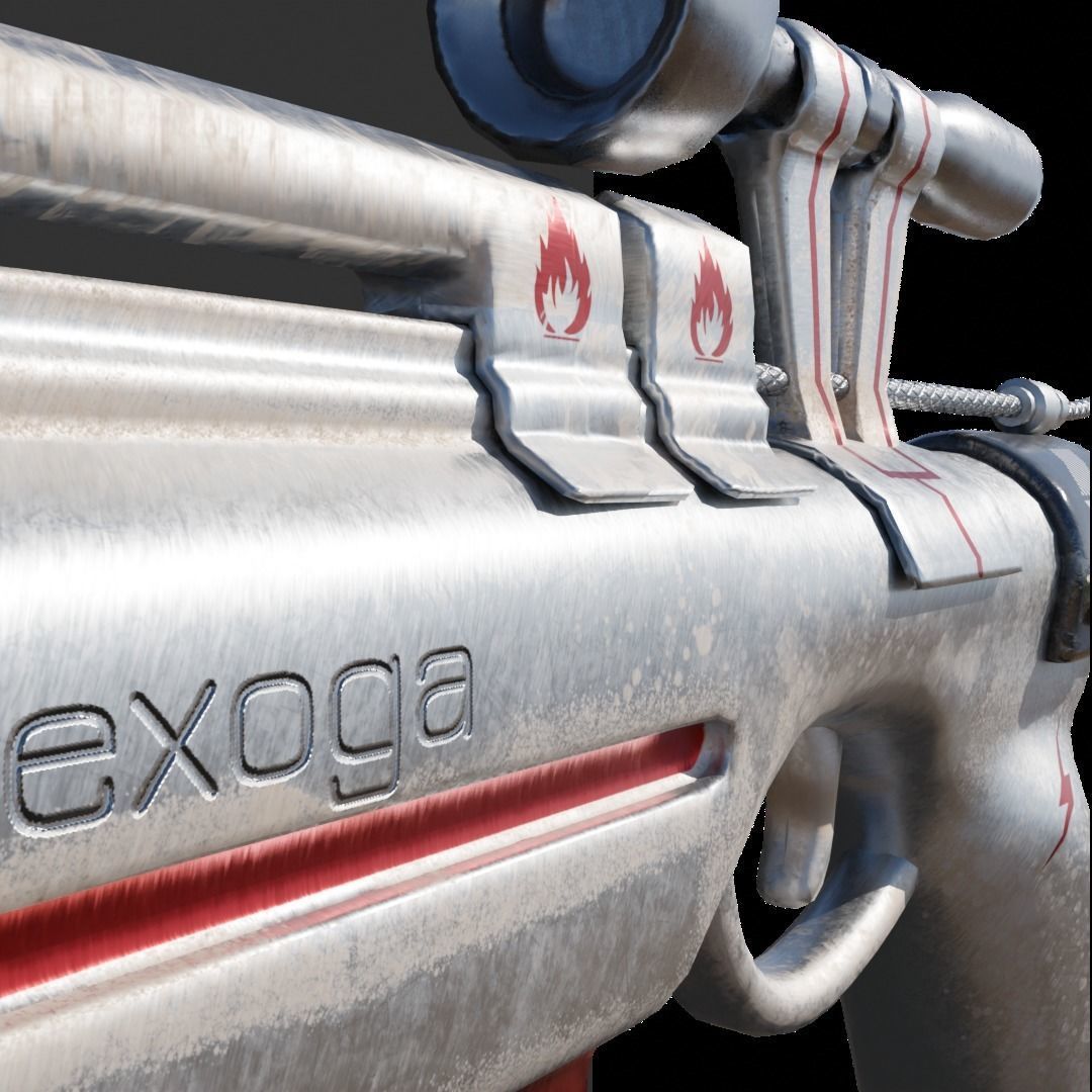 Fire Pistol Low-poly 3D model_2