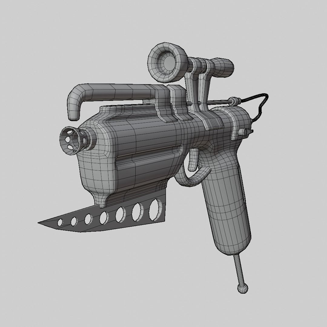 Fire Pistol Low-poly 3D model_9