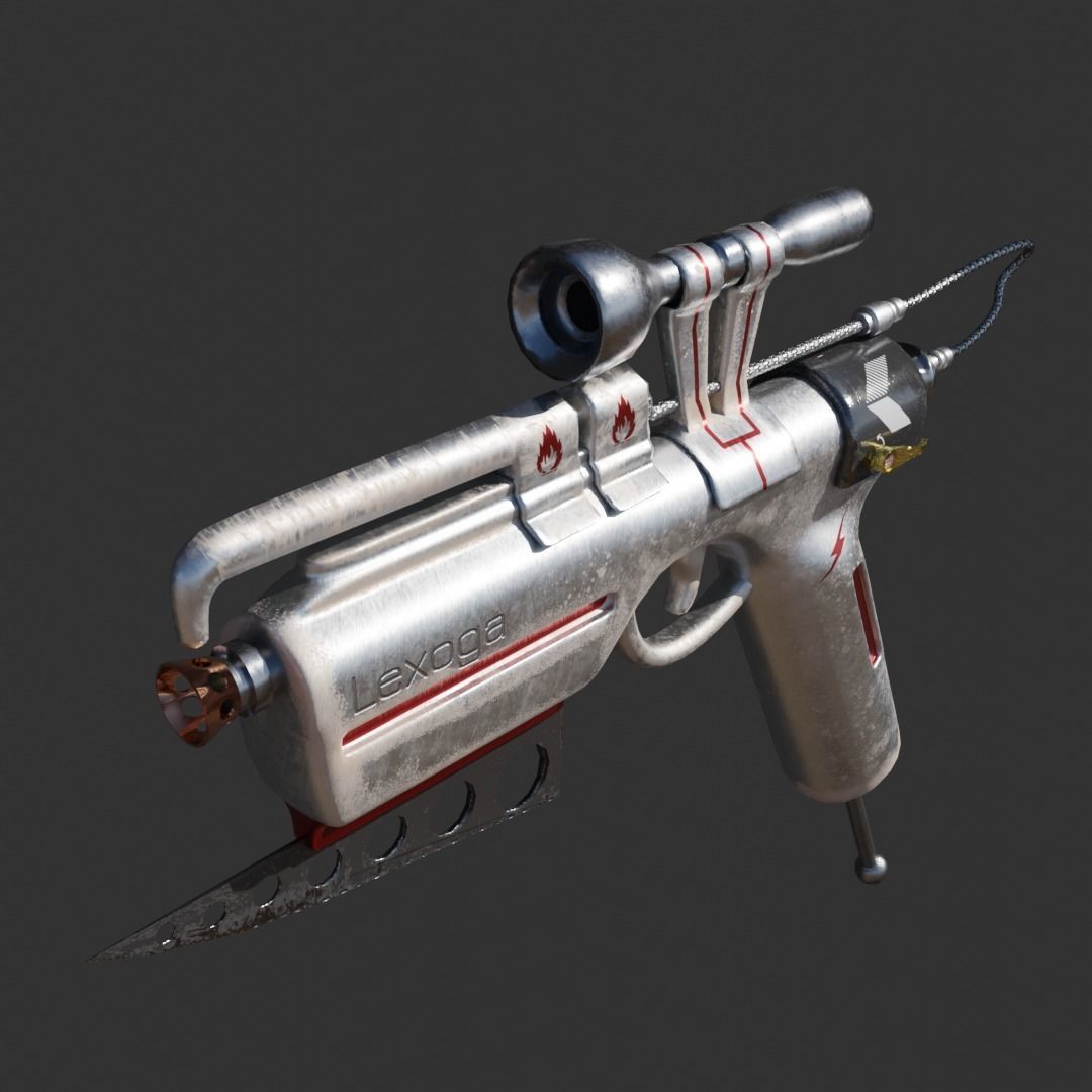 Fire Pistol Low-poly 3D model_1