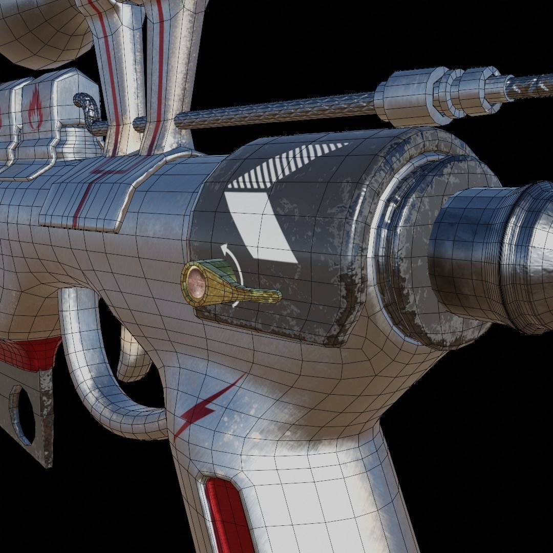 Fire Pistol Low-poly 3D model_7