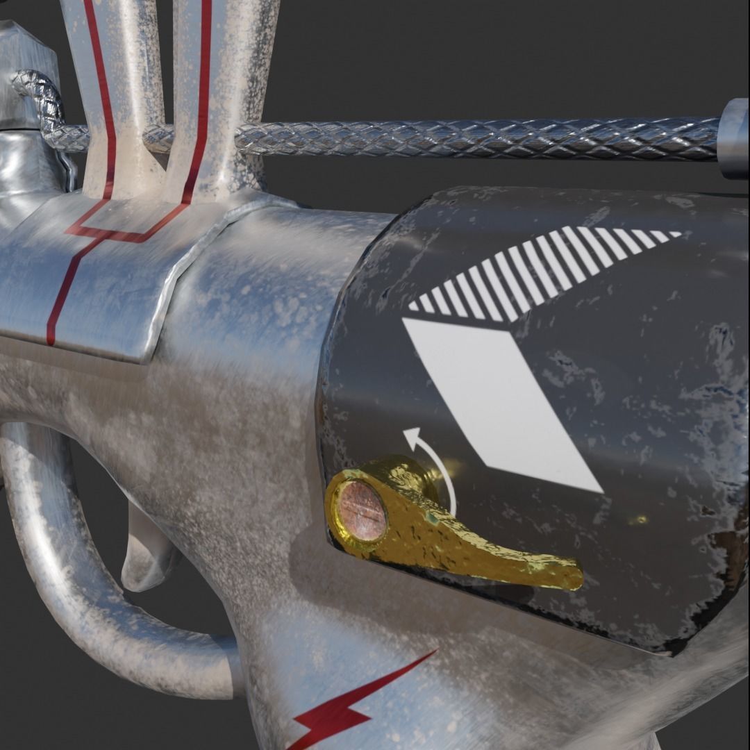 Fire Pistol Low-poly 3D model_4