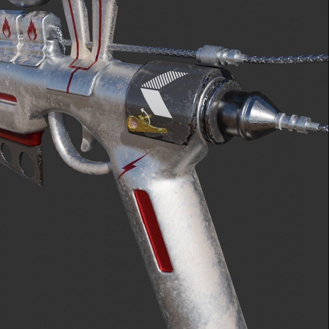 Fire Pistol Low-poly 3D model_3