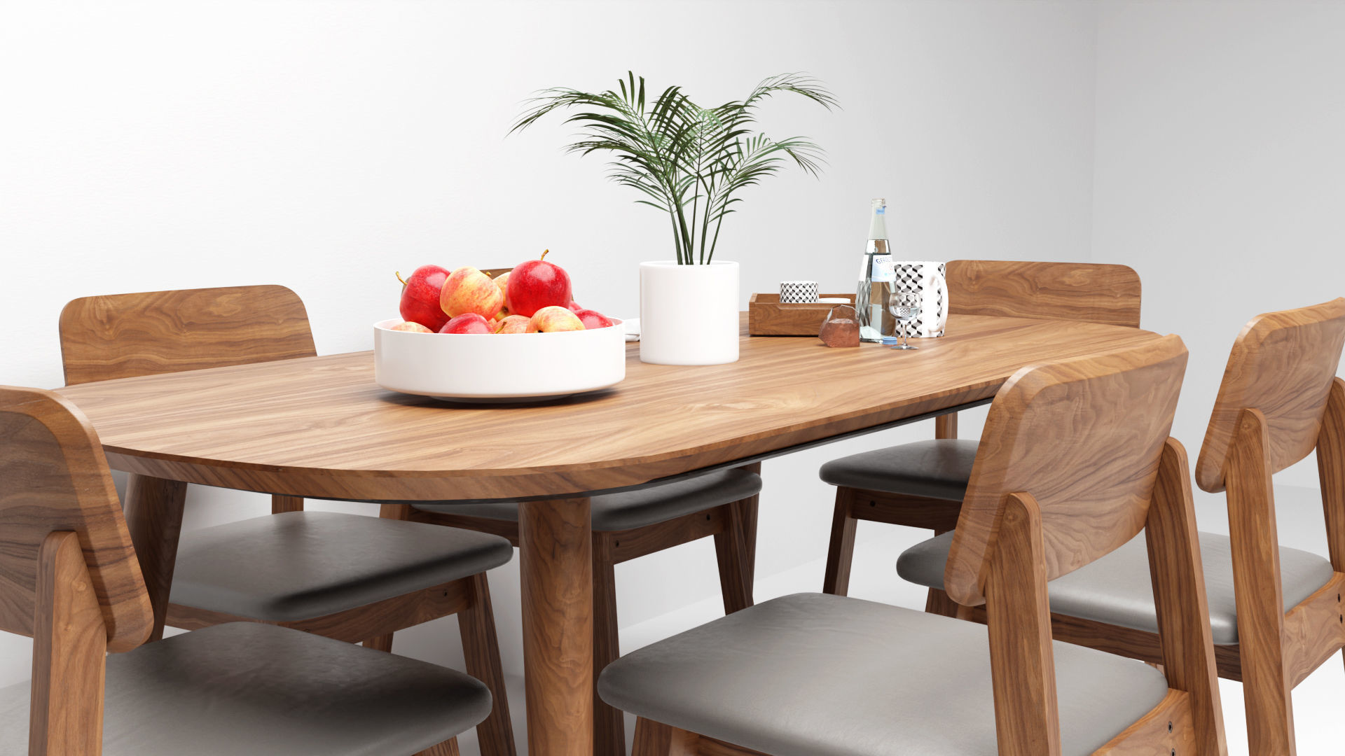 Round Dining Table and Chair  Low-poly 3D model_2